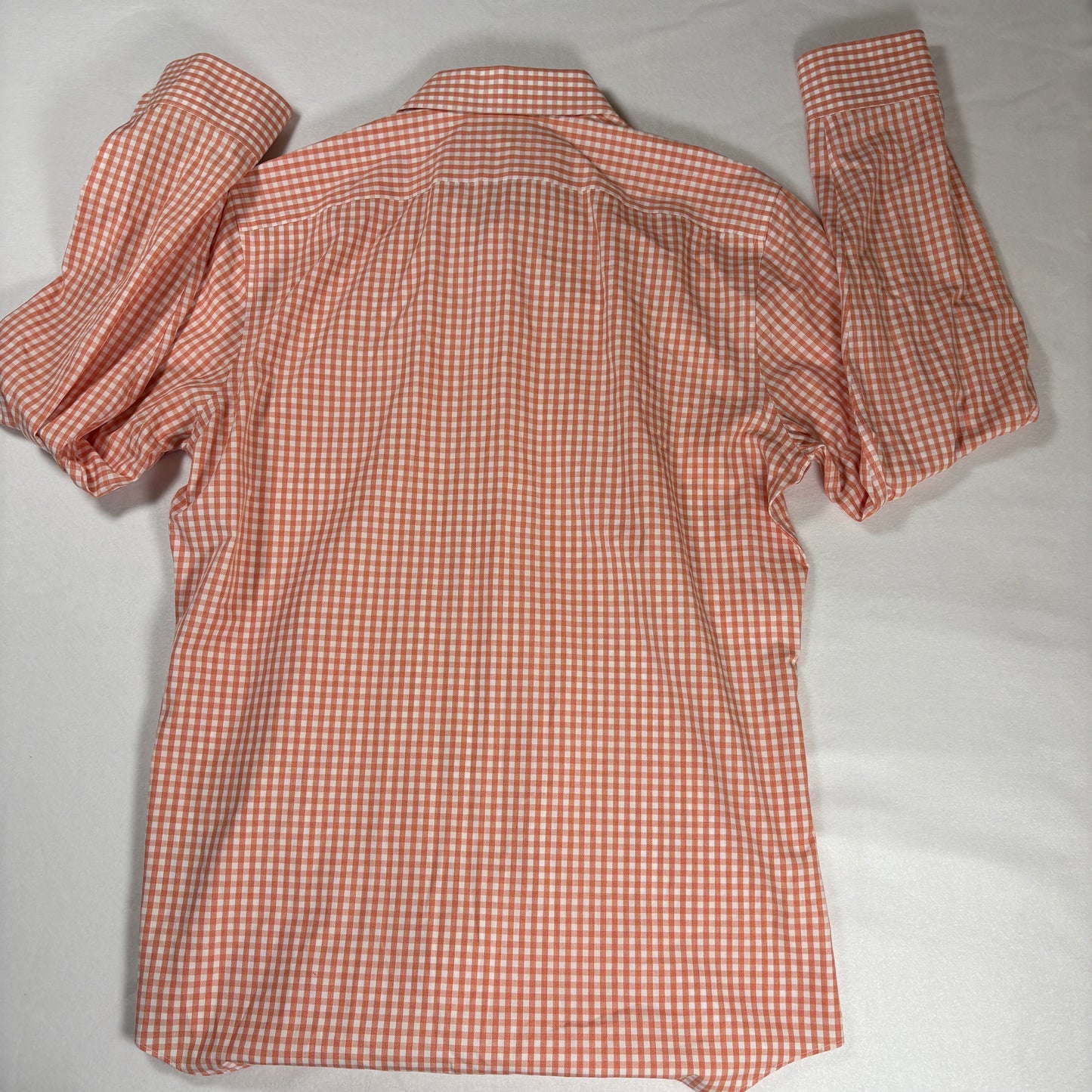 Banana Republic Shirt Grant Fit Large Orange White Gingham Check Button Down