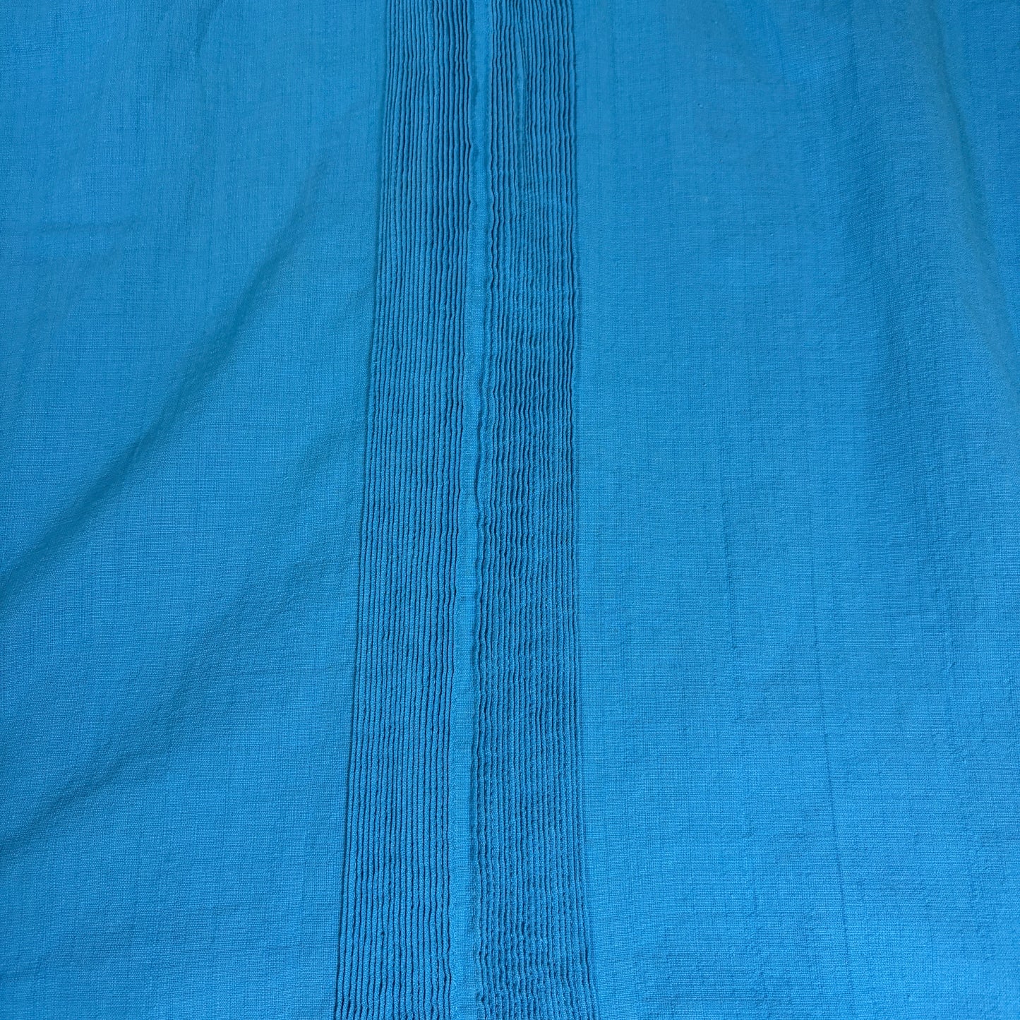 Yucal Guayabera Shirt 42 Blue Short Sleeve Embroidered Cuban Mexico Pockets