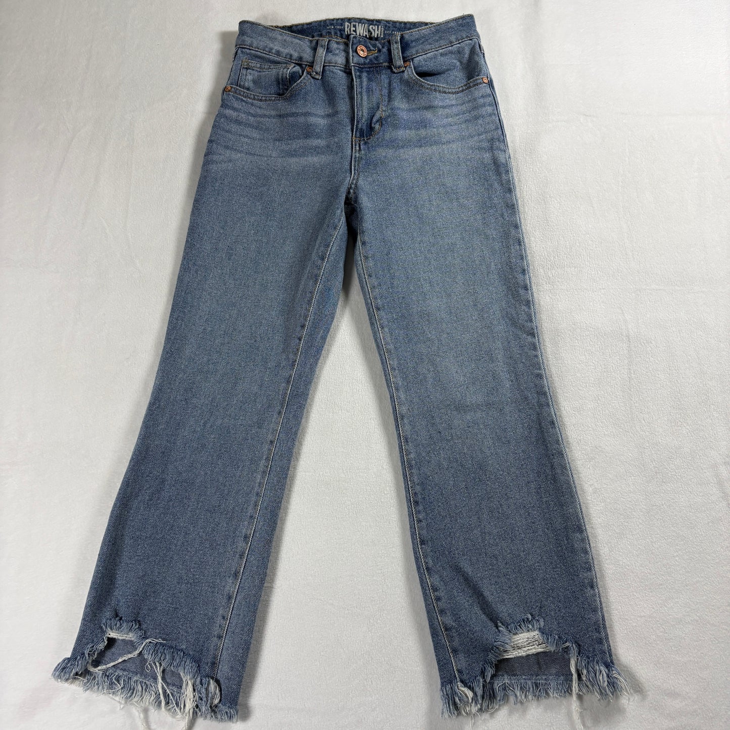 Rewash Jeans Womens High Rise Straight Size 25 Blue Denim Distressed Raw Hem Y2K