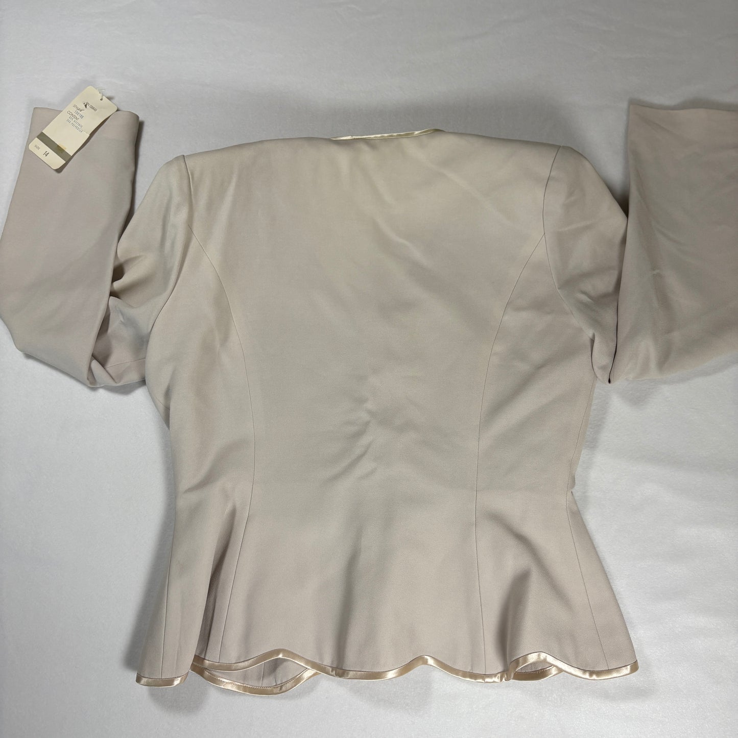 Rimini Blazer Jacket Womens 14 Beige Satin Trim Double Button Vintage NWT