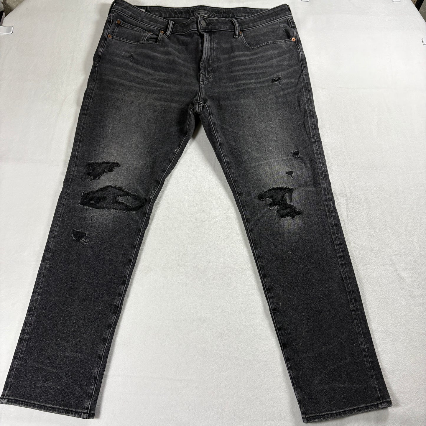 American Eagle Jeans Mens Skinny Distressed Black Size 38x32 Stretch Y2K Fit Pro