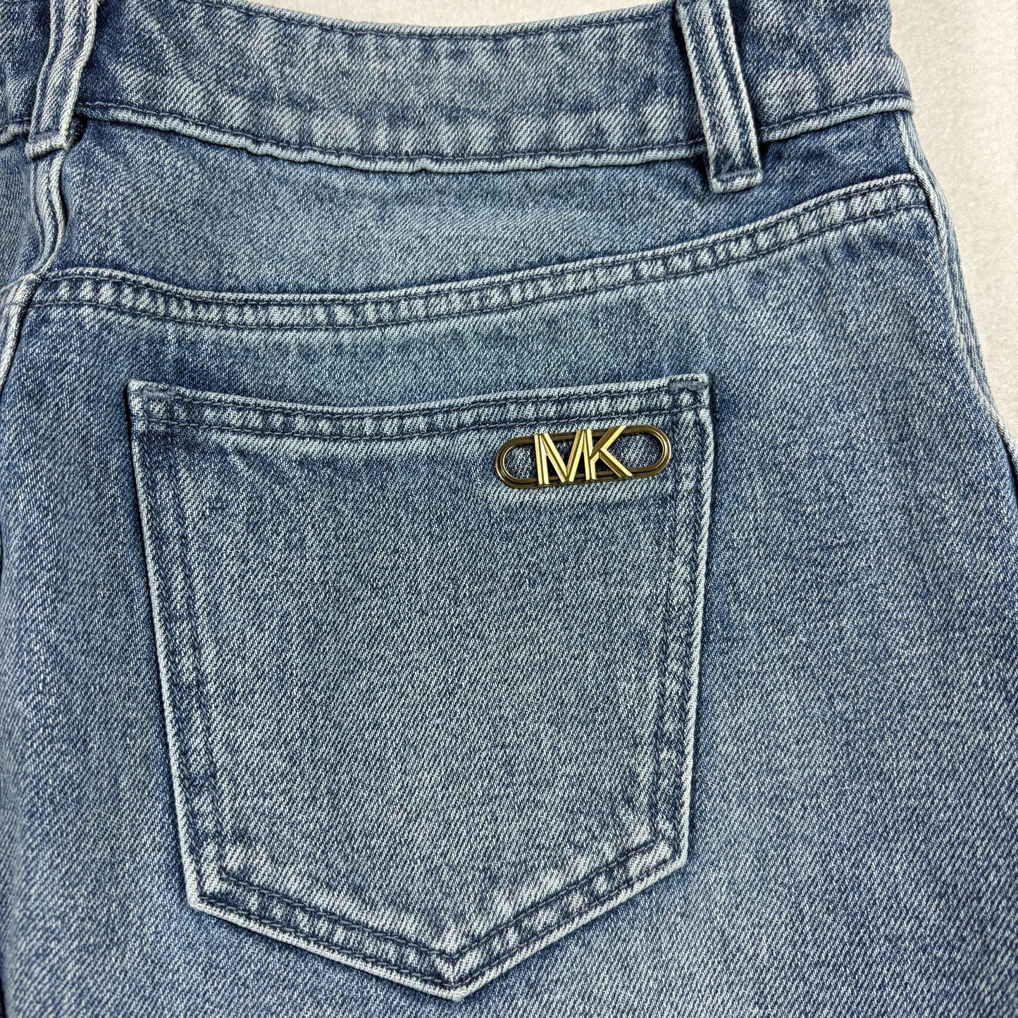 Michael Kors Womens Skirt 8 Blue Denim Mini Frayed Hem Y2K 90s Vintage Grunge