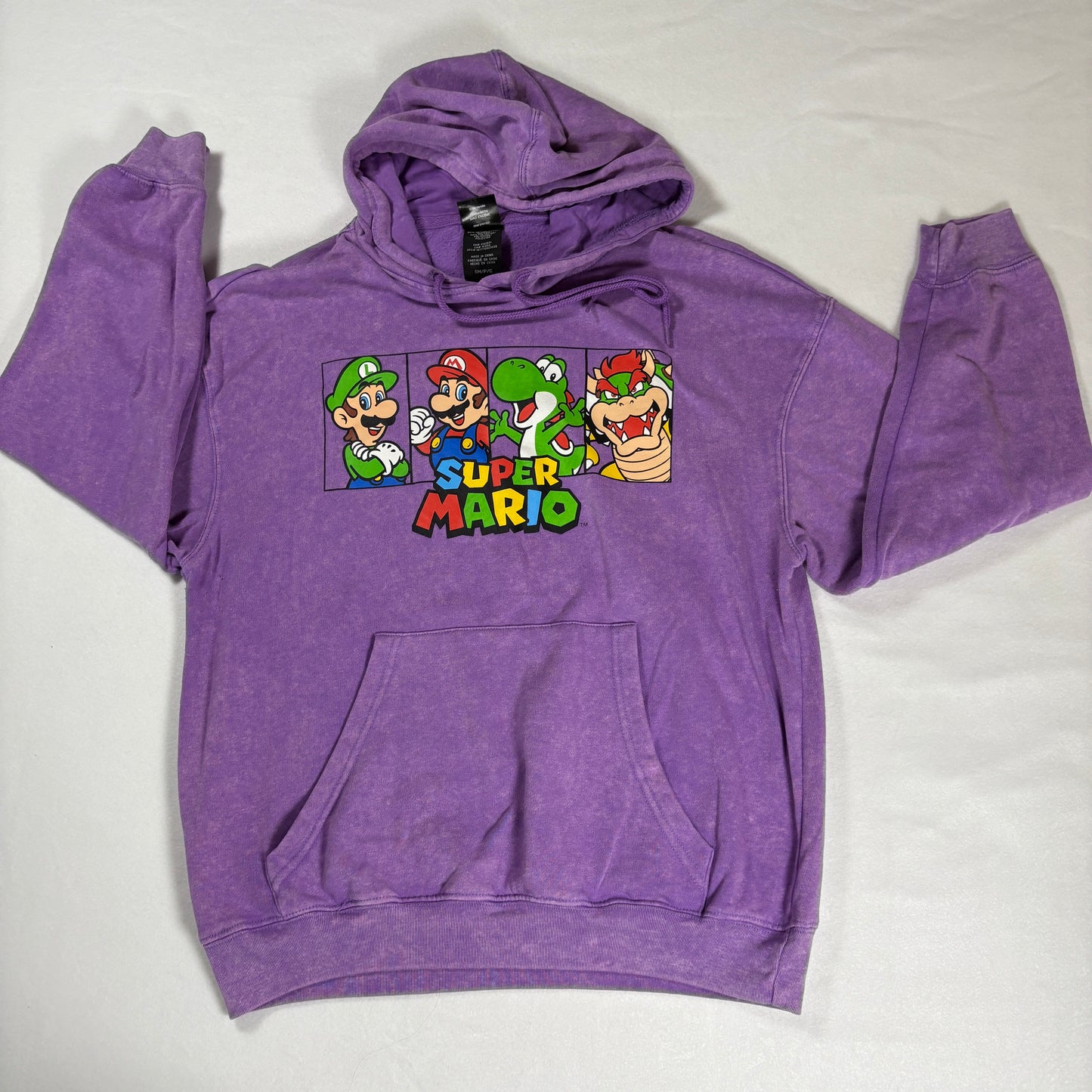 Super Mario Hoodie Small Purple Luigi Yoshi Bowser Graphic Nintendo Mad Engine
