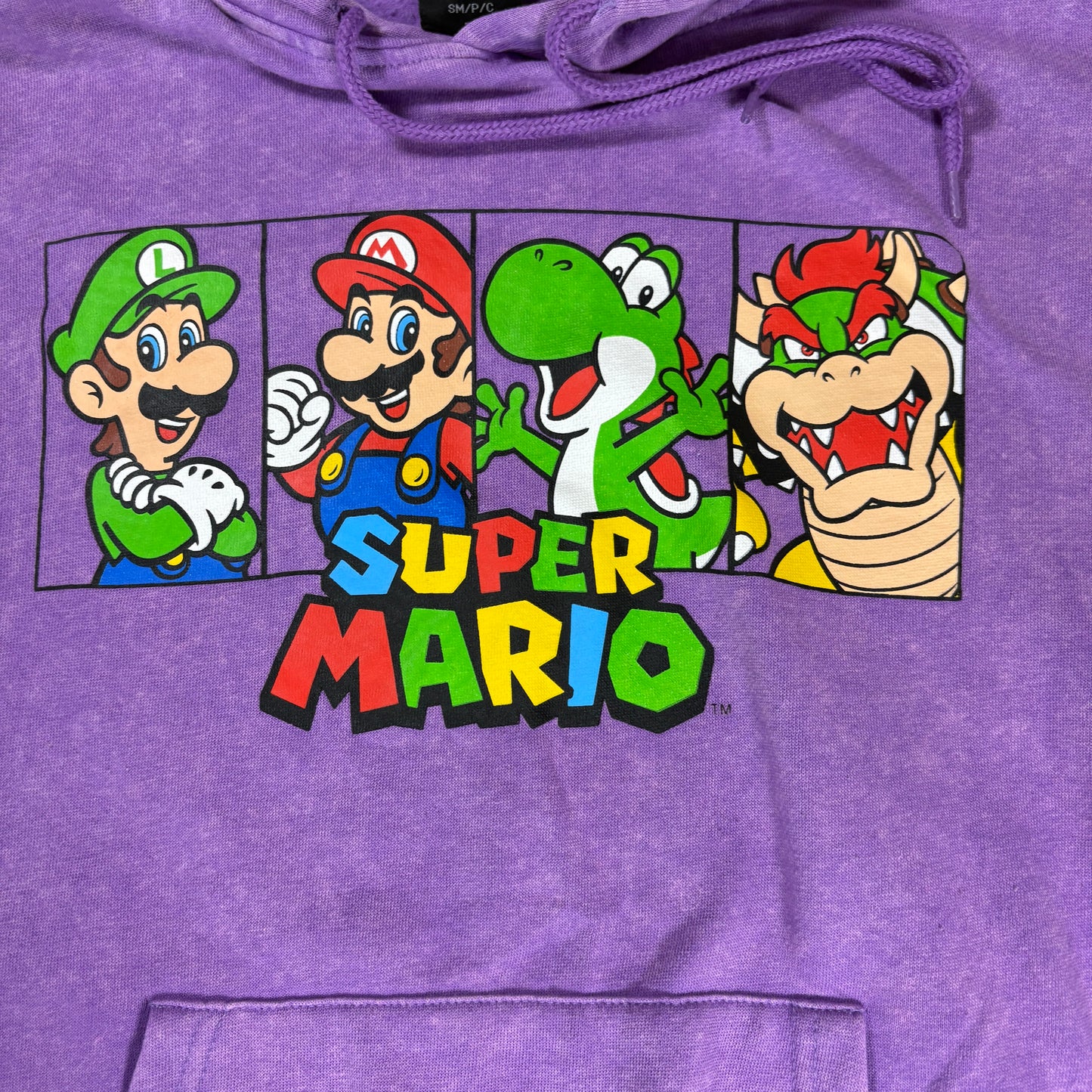 Super Mario Hoodie Small Purple Luigi Yoshi Bowser Graphic Nintendo Mad Engine