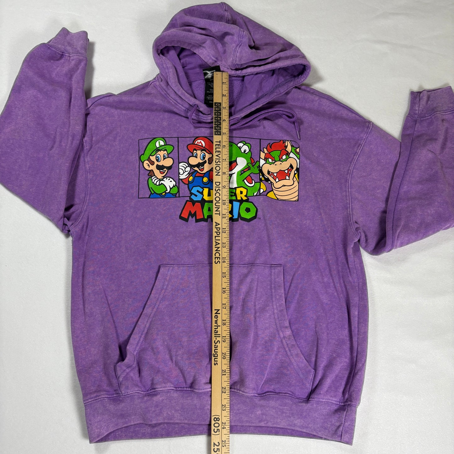 Super Mario Hoodie Small Purple Luigi Yoshi Bowser Graphic Nintendo Mad Engine