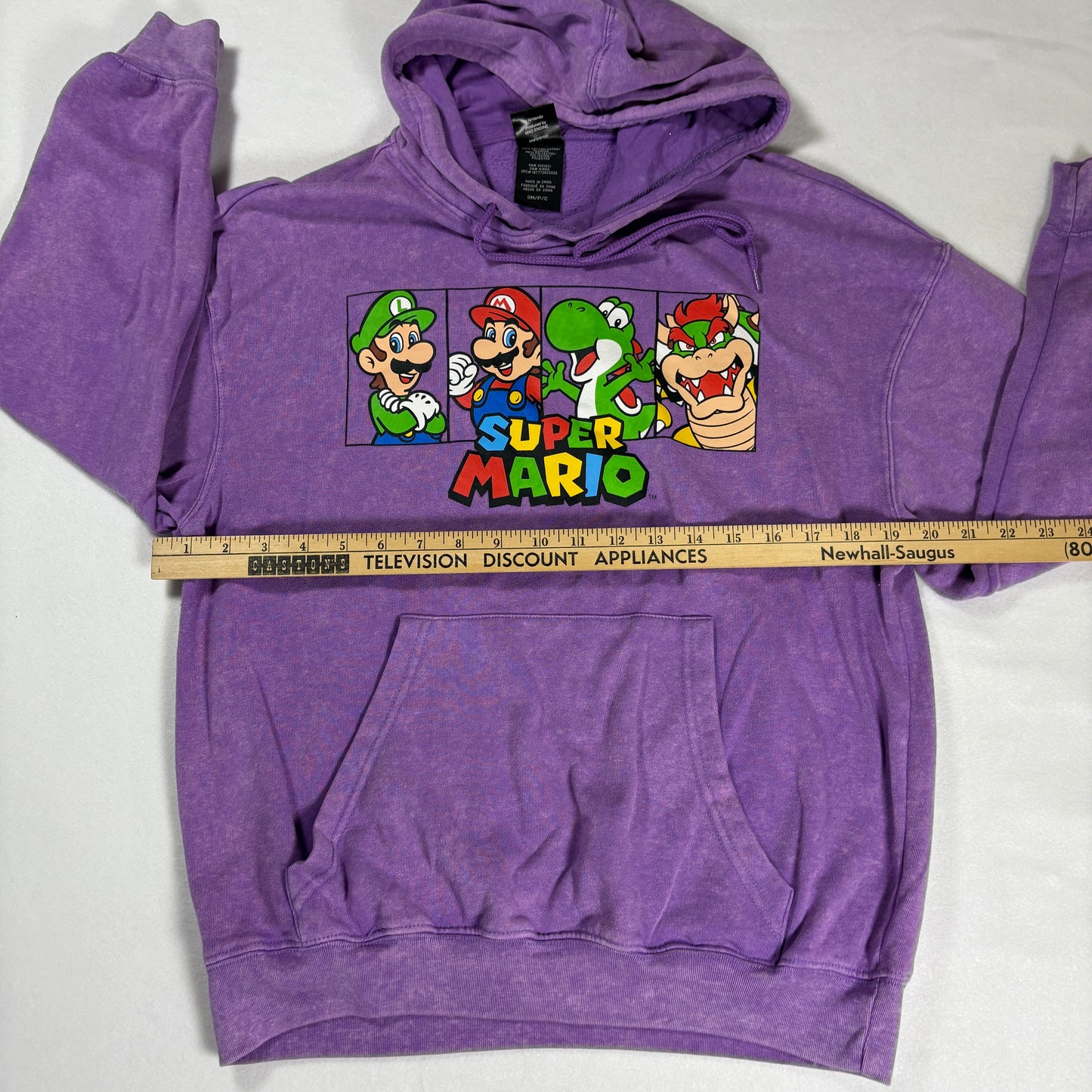 Super Mario Hoodie Small Purple Luigi Yoshi Bowser Graphic Nintendo Mad Engine