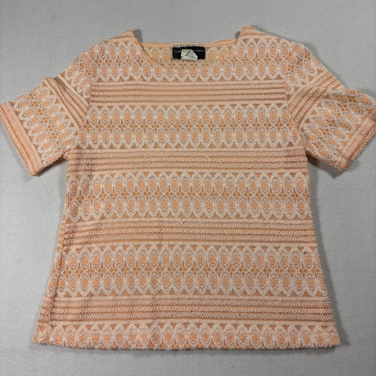California Concepts Collection Lace Top Womens Medium Peach Beige Textured Knit