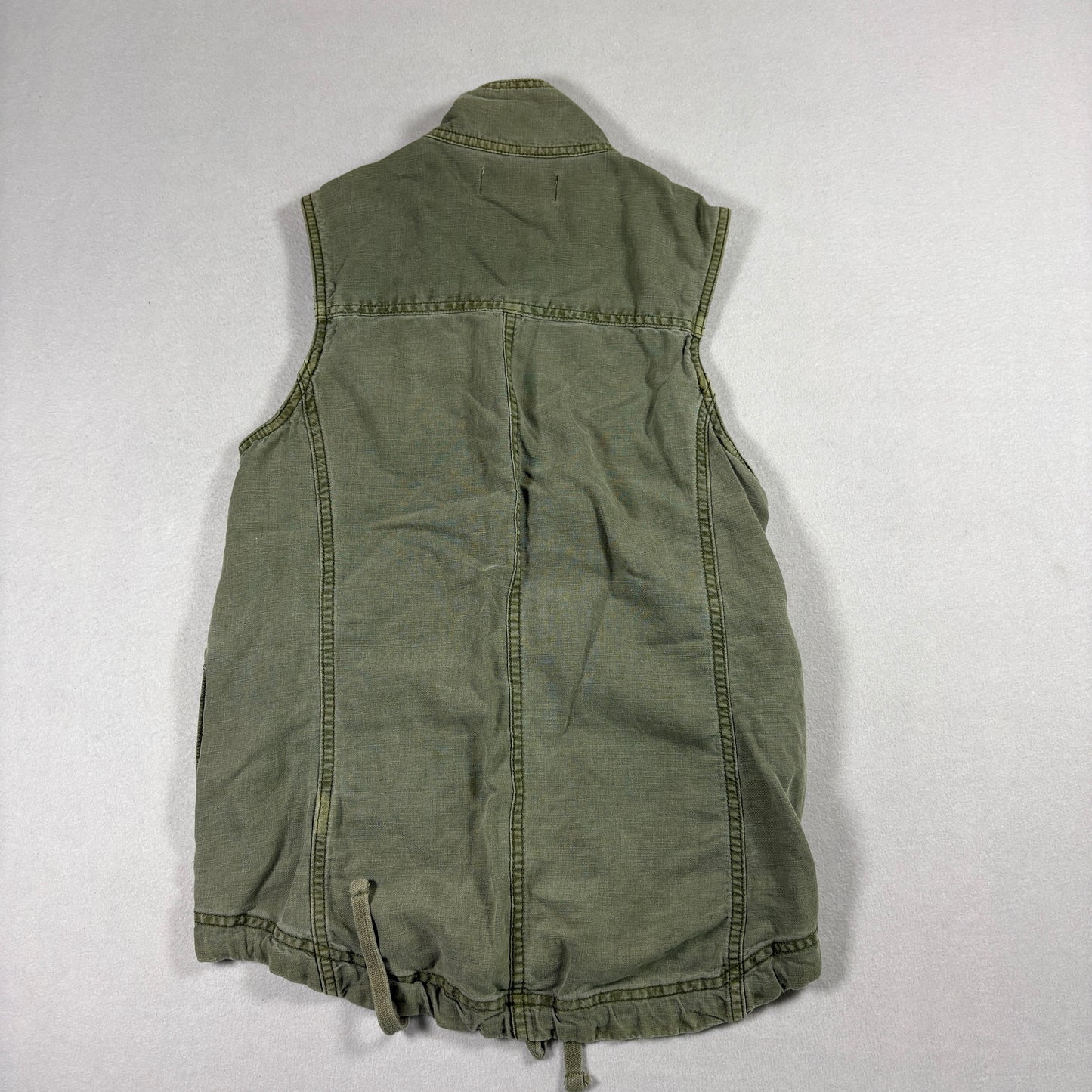 Lucky Brand Womens XS Utility Vest Green Military Cargo Pockets Zip Y2K Grunge