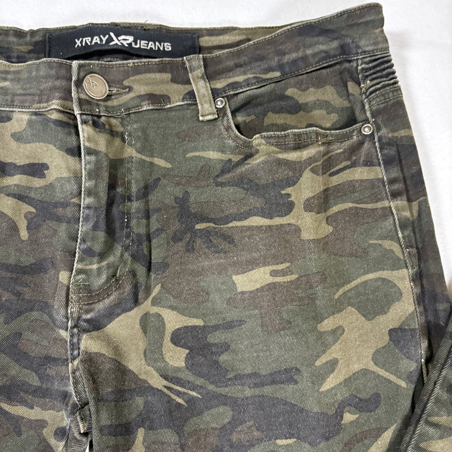Xray Jeans 36x30 Camo Green Slim Fit Moto Biker Pants Stretch Camouflage Denim