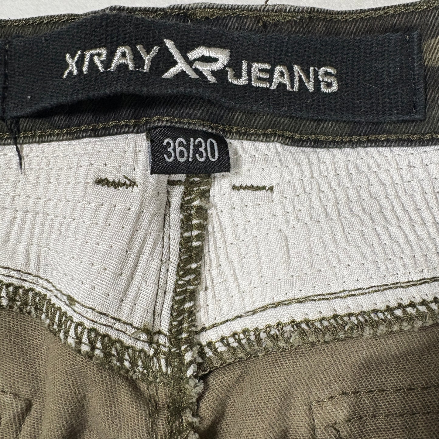 Xray Jeans 36x30 Camo Green Slim Fit Moto Biker Pants Stretch Camouflage Denim