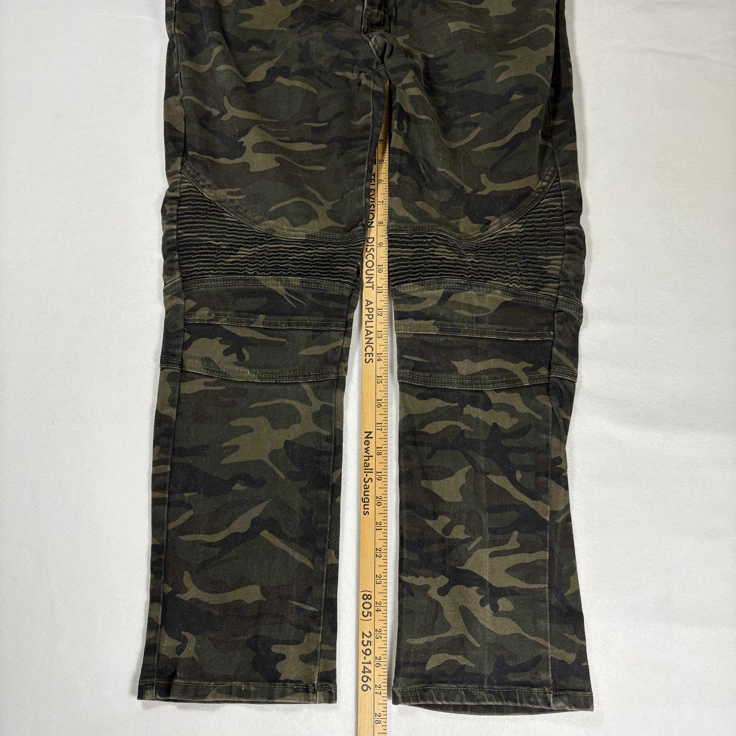 Xray Jeans 36x30 Camo Green Slim Fit Moto Biker Pants Stretch Camouflage Denim