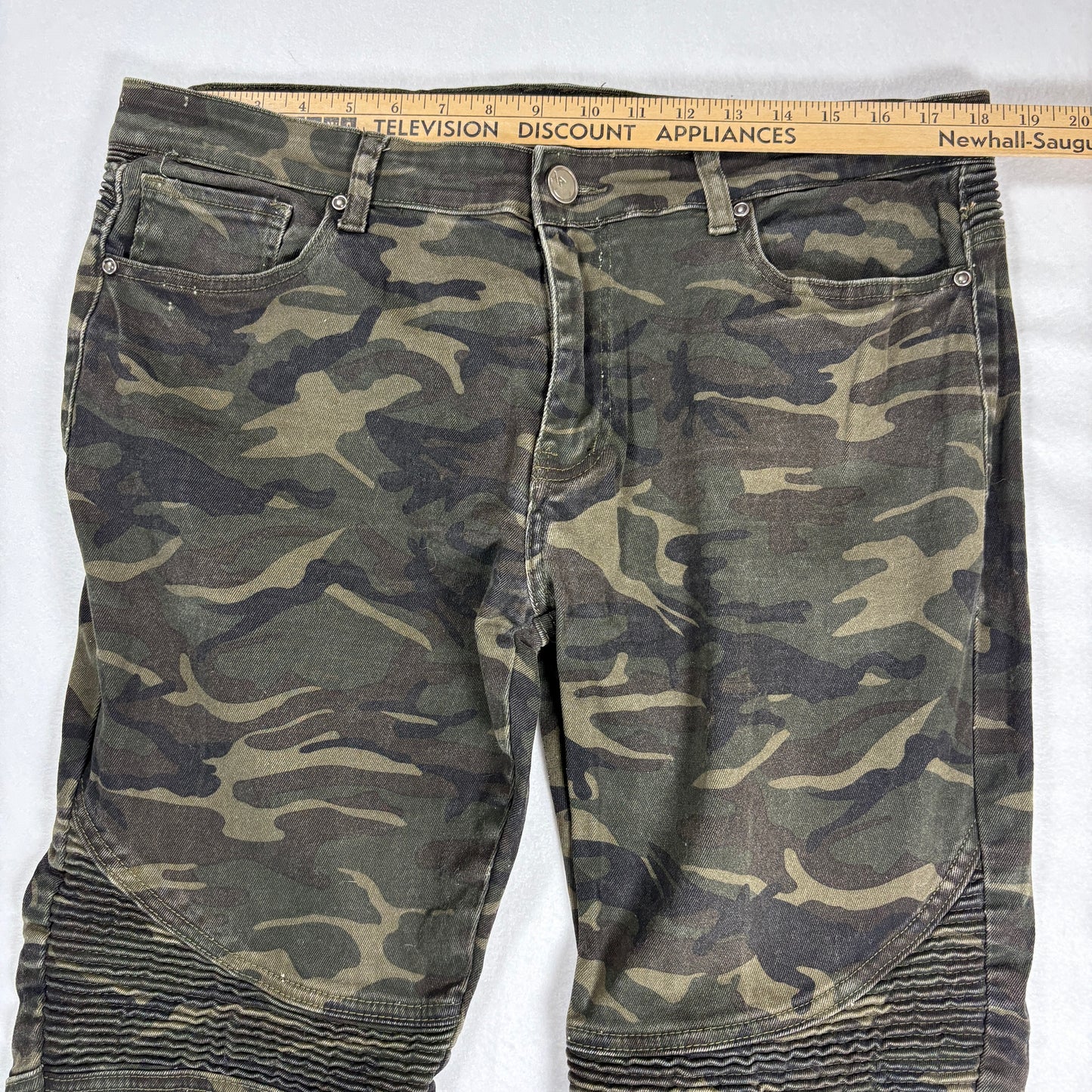 Xray Jeans 36x30 Camo Green Slim Fit Moto Biker Pants Stretch Camouflage Denim