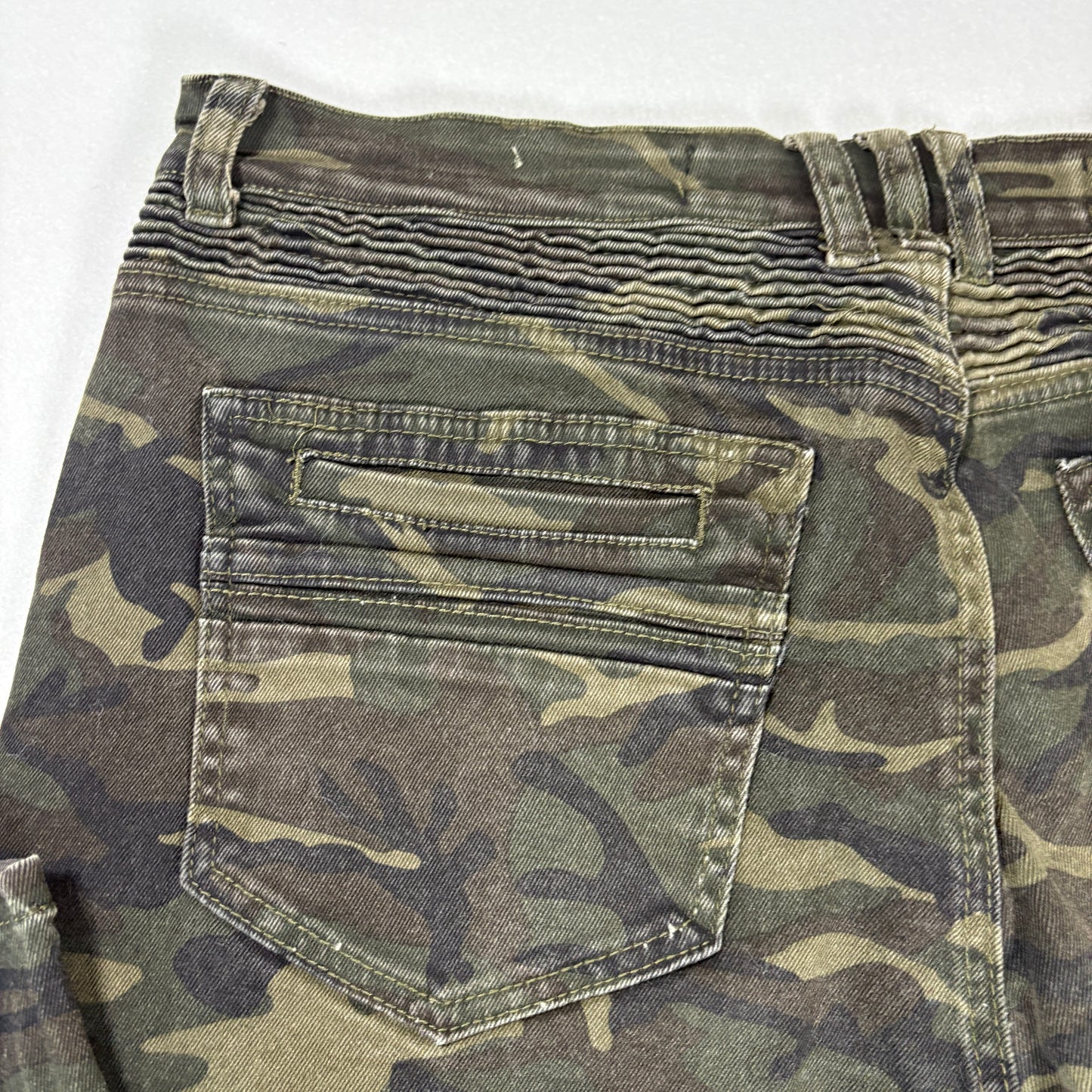 Xray Jeans 36x30 Camo Green Slim Fit Moto Biker Pants Stretch Camouflage Denim