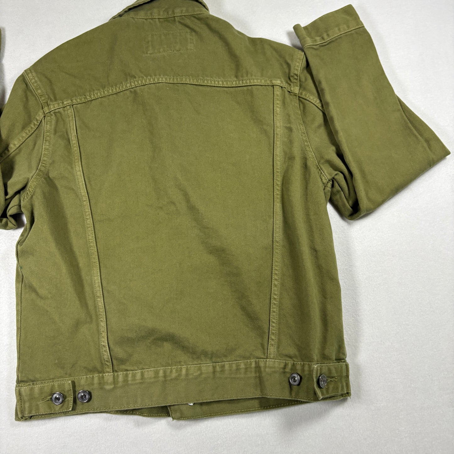 Forever 21 Mens M Jacket Olive Green Trucker Utility Button Up Streetwear Y2K