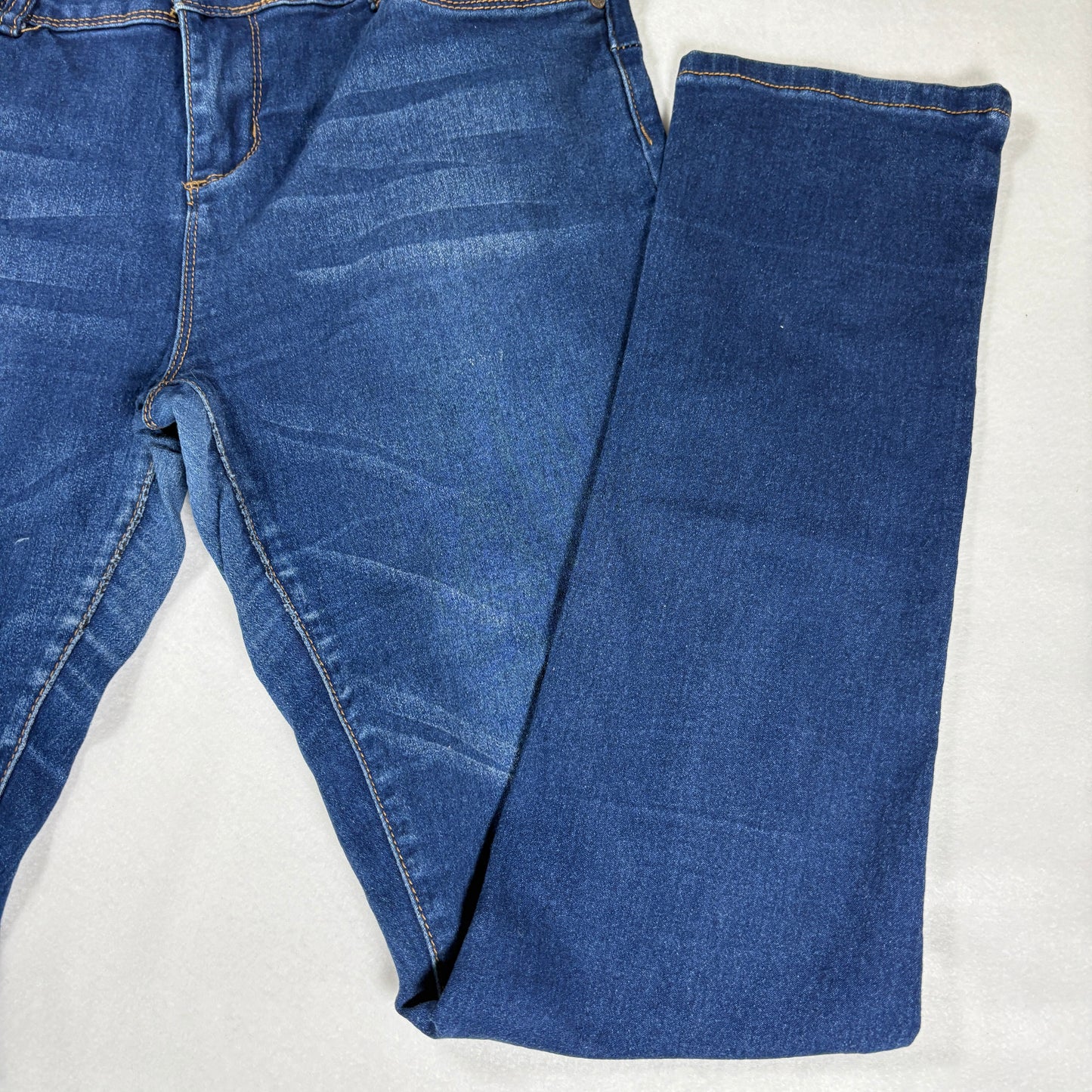 Bamboo Jeans Women 13/14 Blue High Rise Skinny Denim Pants Button Fly Stretch