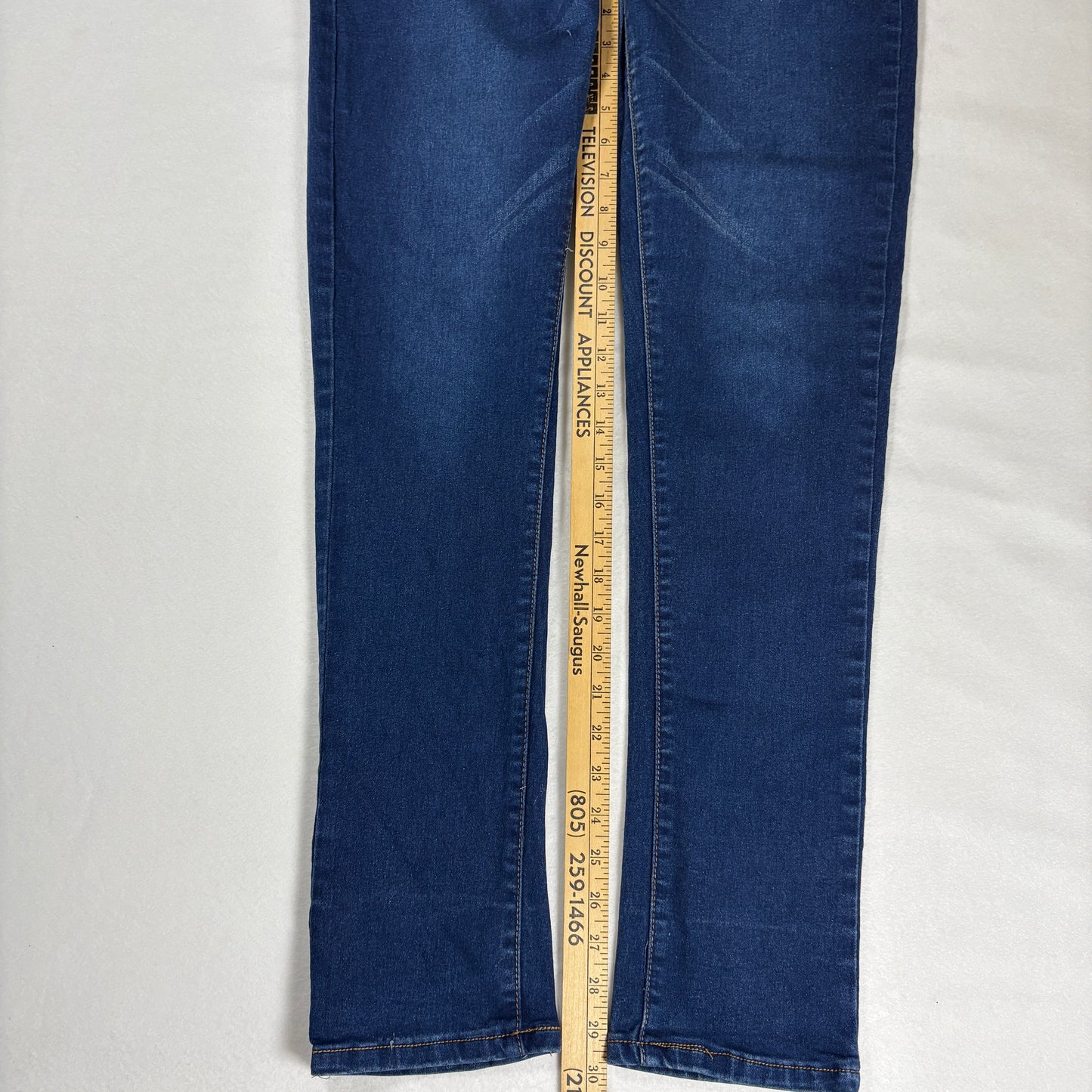 Bamboo Jeans Women 13/14 Blue High Rise Skinny Denim Pants Button Fly Stretch