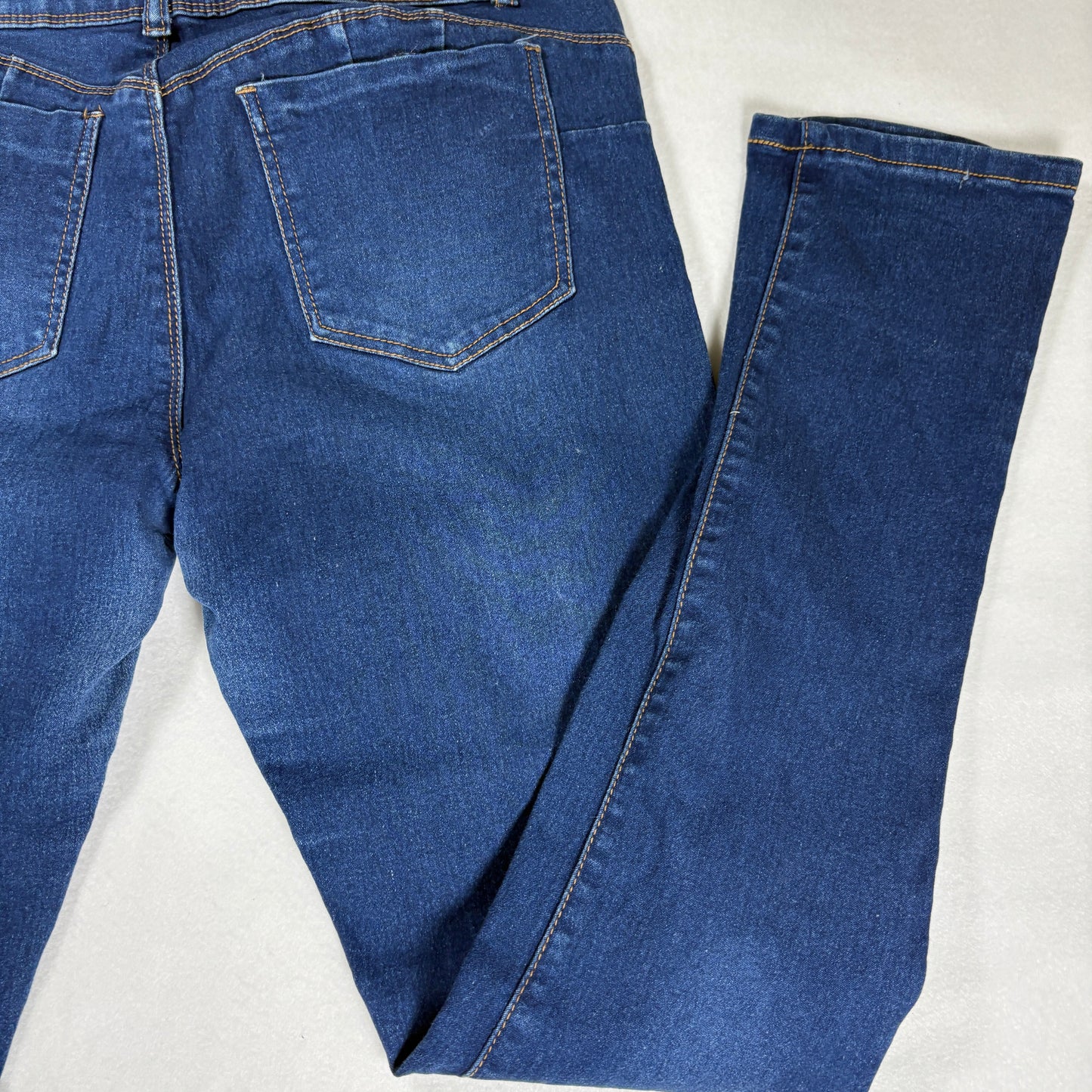 Bamboo Jeans Women 13/14 Blue High Rise Skinny Denim Pants Button Fly Stretch