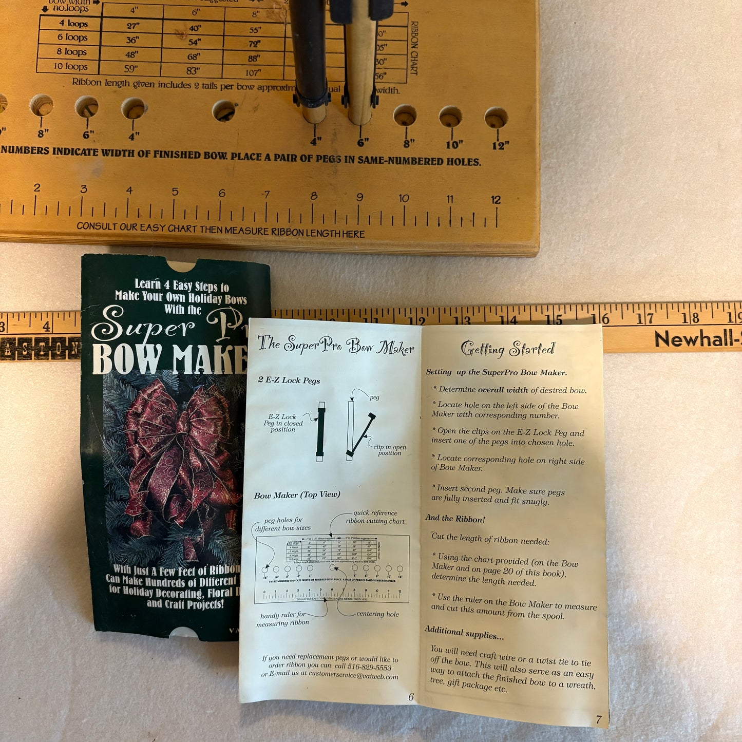 Variety Super Pro Bow Maker Wood Tool w/ Instructions Holiday Floral Craft Decor