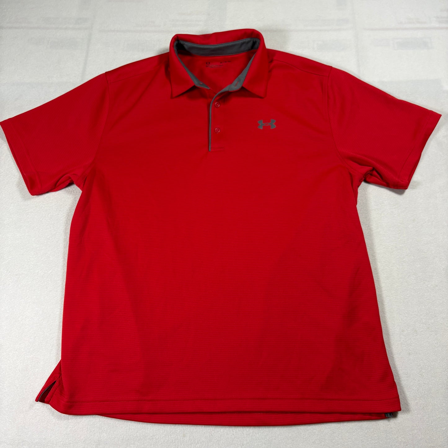 Under Armour Red Polo Shirt Mens XL Loose Fit Golf Athletic Performance Top