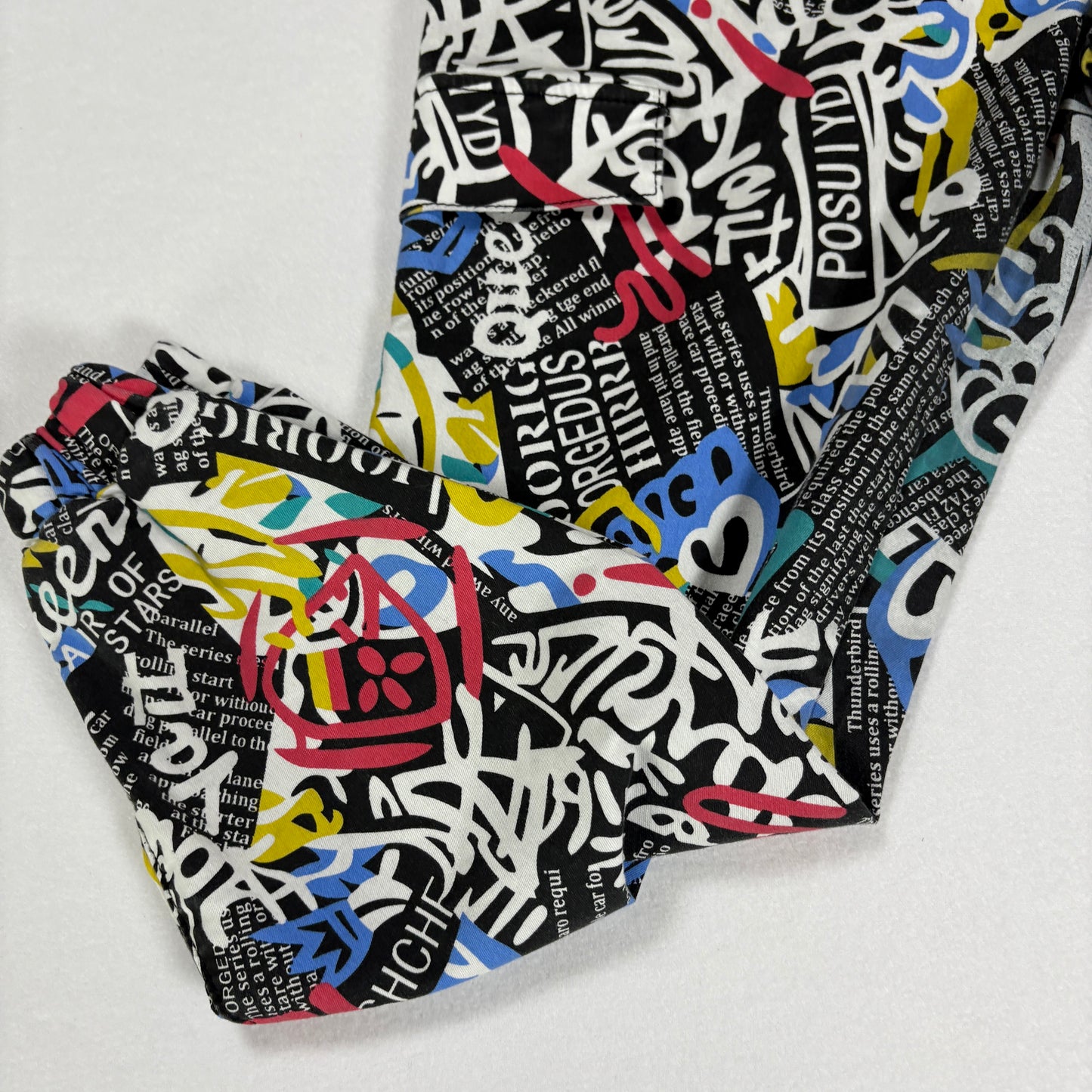VIP Pants Graffiti Print Joggers Streetwear Black Multi Color Size 15/32