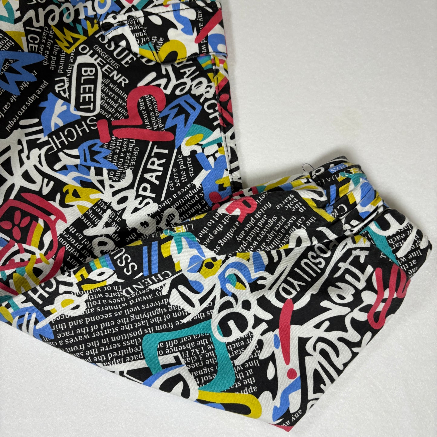 VIP Pants Graffiti Print Joggers Streetwear Black Multi Color Size 15/32