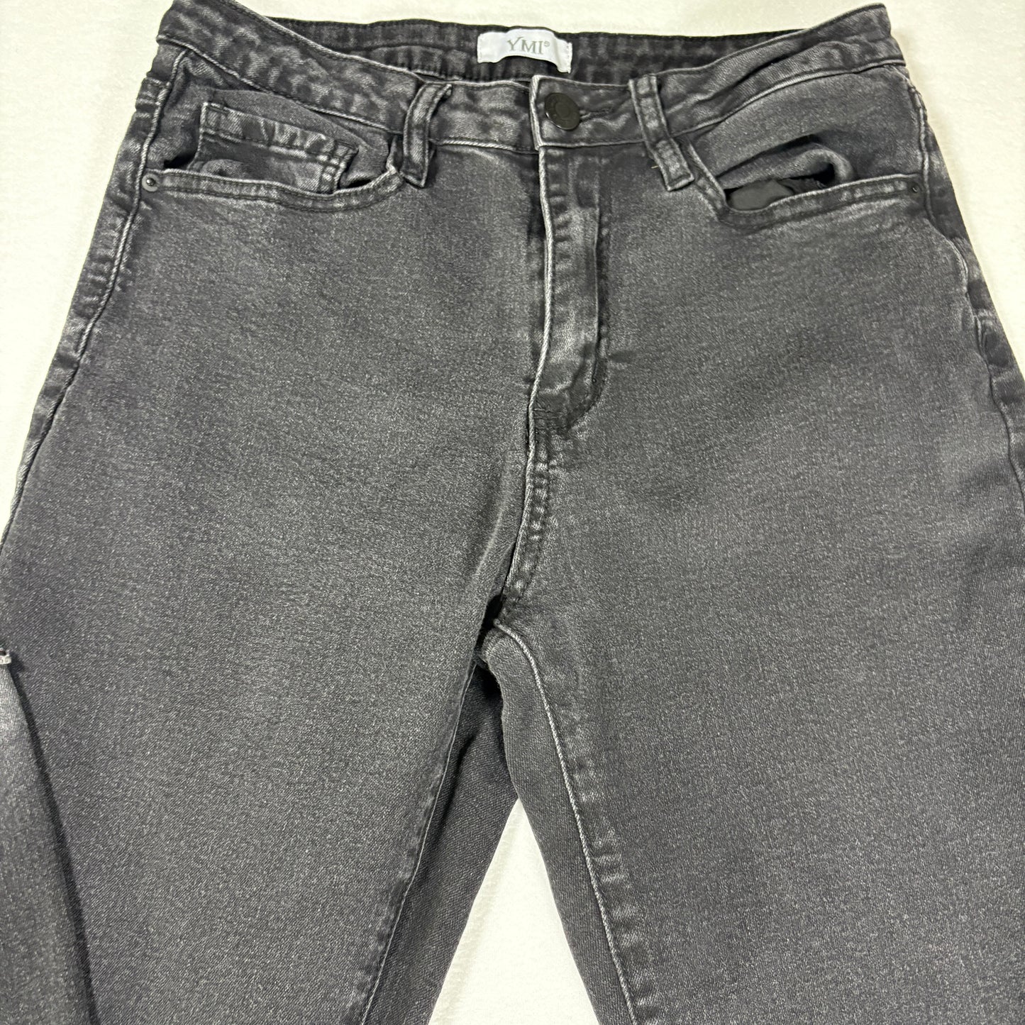 YMI Jeans Women’s 11/30 Black Flare Bootcut Distressed Raw Hem High Rise Pants