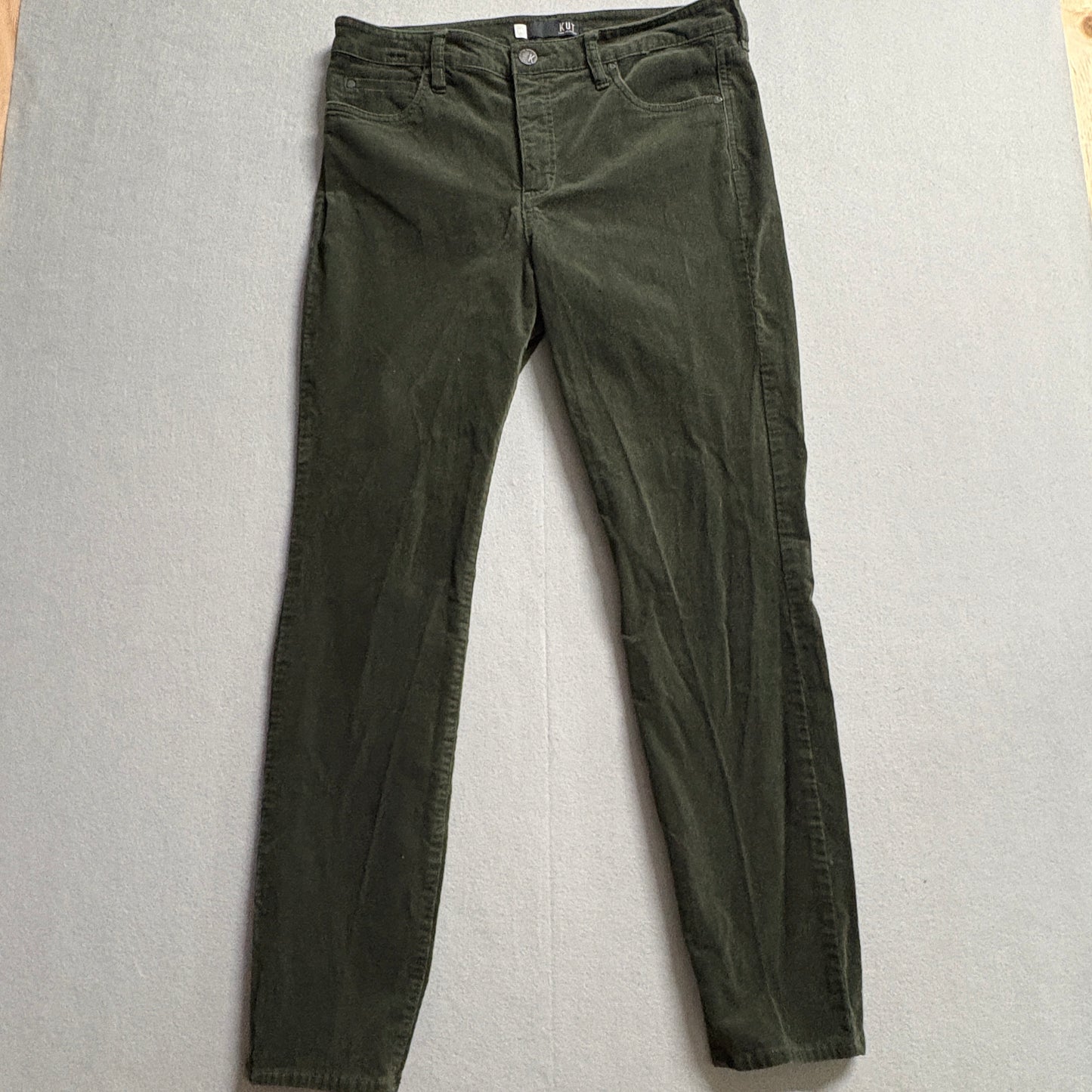 KUT Diana Fab Ab Skinny Jeans Women 12 Fits Like 34X30 Olive Green Stretch