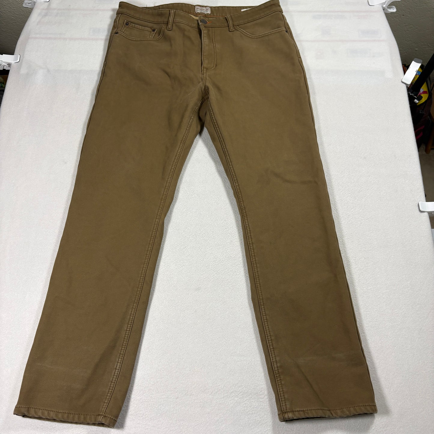 Weatherproof Vintage Pants Mens 36x32 Brown Regular Fit Lined Stretch Chino