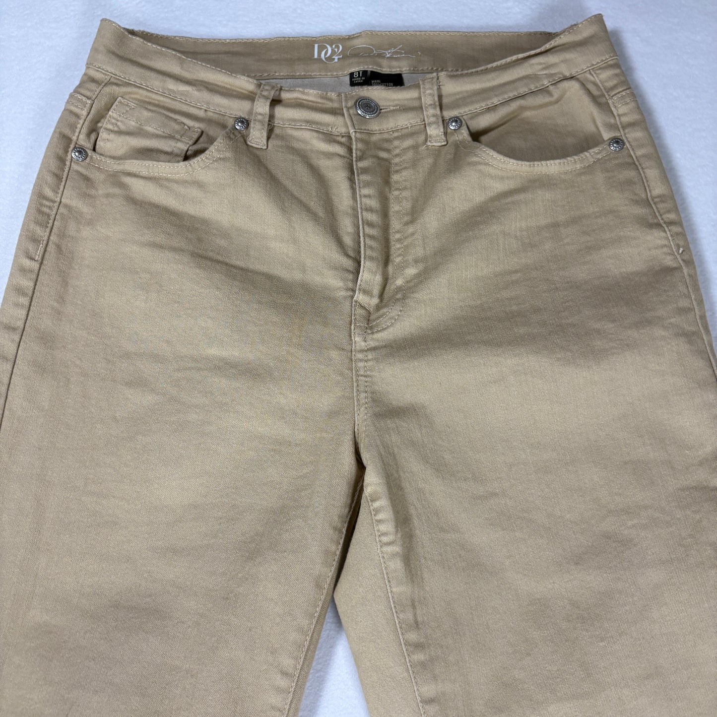 DG2 Jeans Women’s Khaki Crop Pants Lace Hem Stretch Casual Denim Size 8T