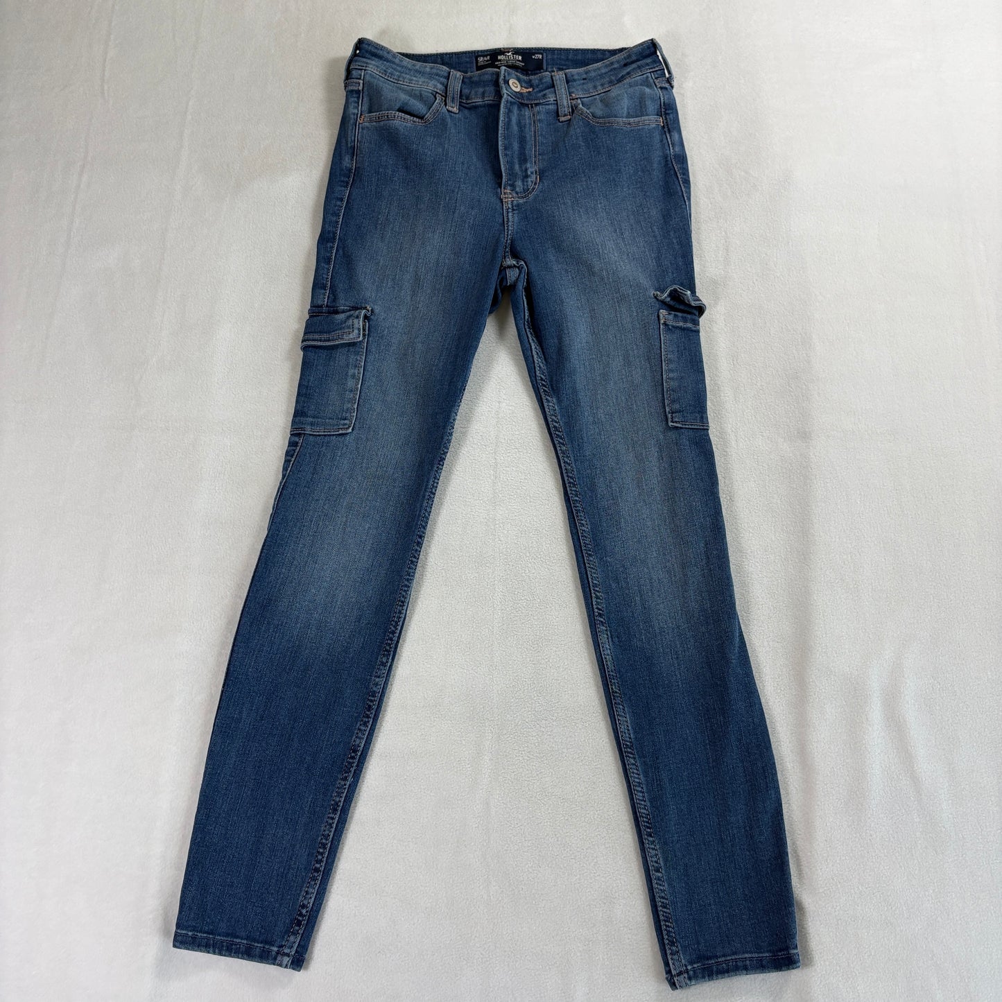 Hollister High Rise Super Skinny Jeans Women W27R Blue Stretch Denim Cargo Pocket