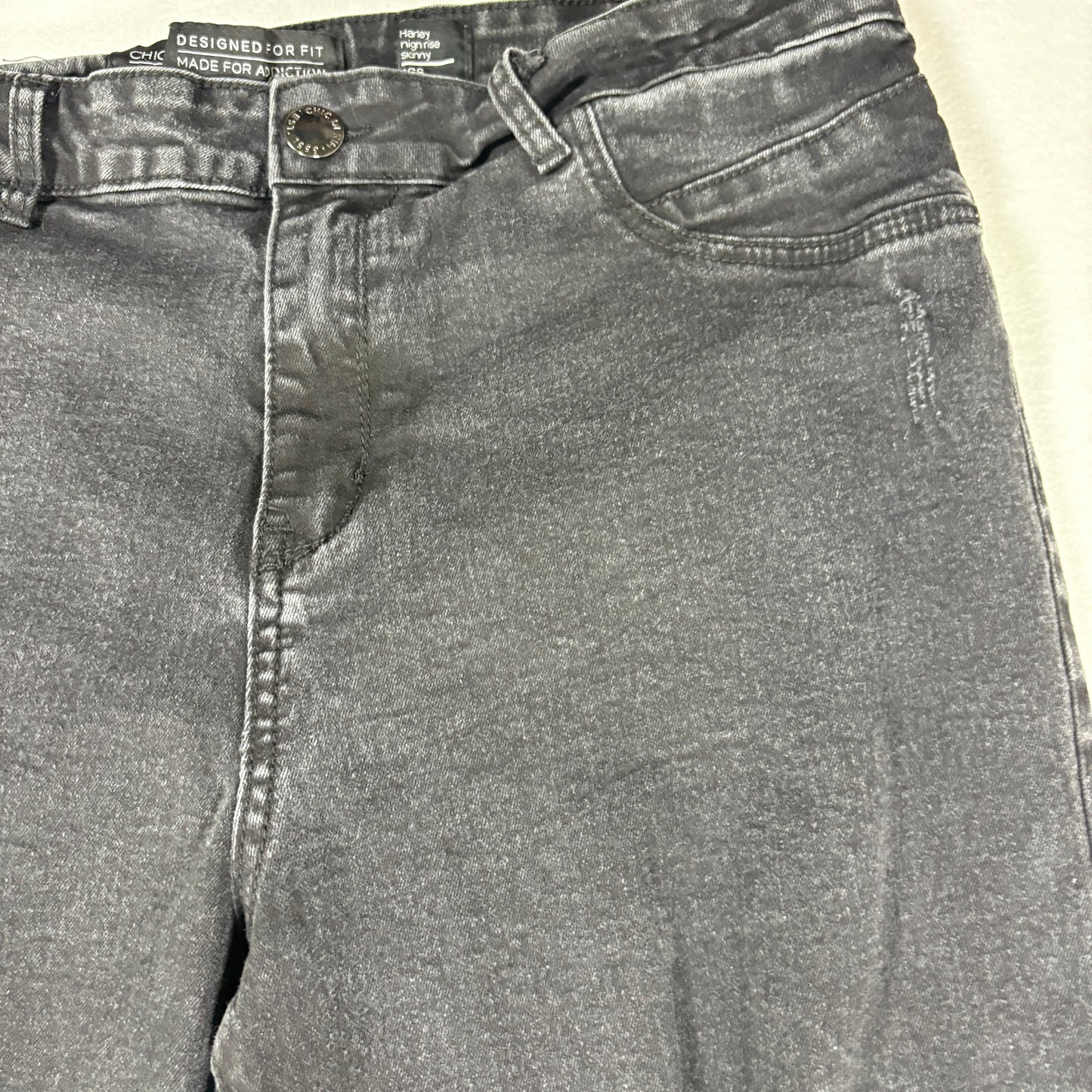 Chico’s Jeans Women’s Harley High Rise Skinny Black Distressed Denim Size 16S