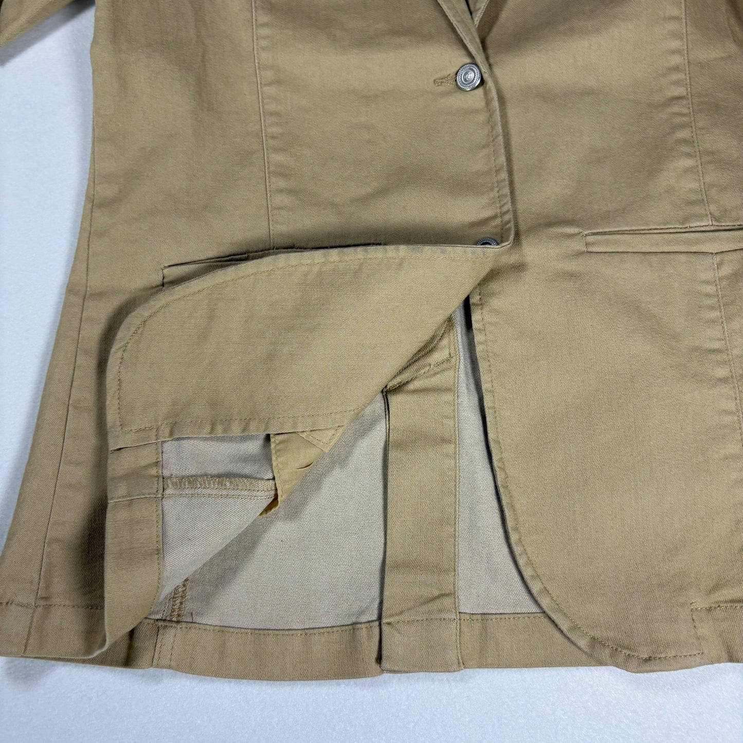 DG2 Blazer Women’s Khaki Beige Casual Stretch Jacket 2 Button Career Coat S