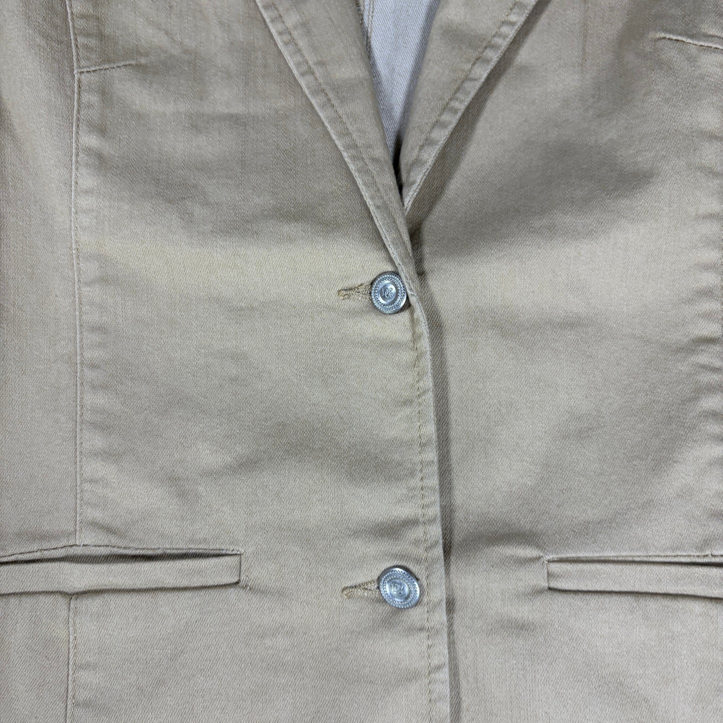 DG2 Blazer Women’s Khaki Beige Casual Stretch Jacket 2 Button Career Coat S