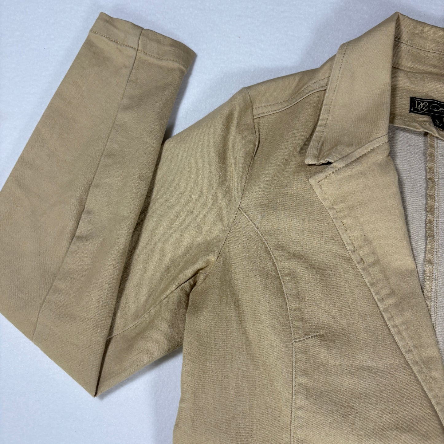 DG2 Blazer Women’s Khaki Beige Casual Stretch Jacket 2 Button Career Coat S