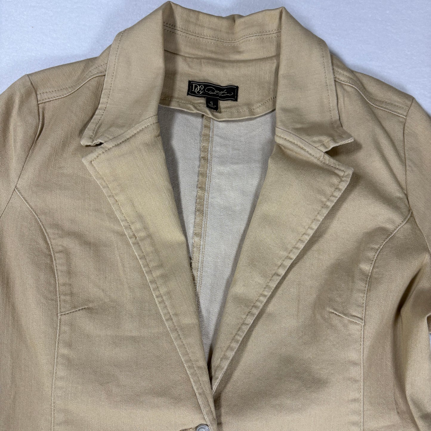 DG2 Blazer Women’s Khaki Beige Casual Stretch Jacket 2 Button Career Coat S