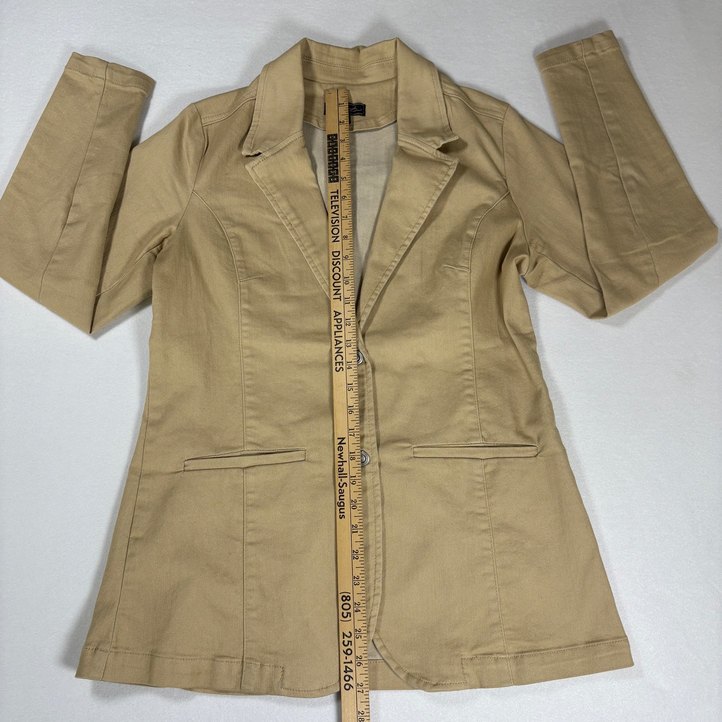 DG2 Blazer Women’s Khaki Beige Casual Stretch Jacket 2 Button Career Coat S