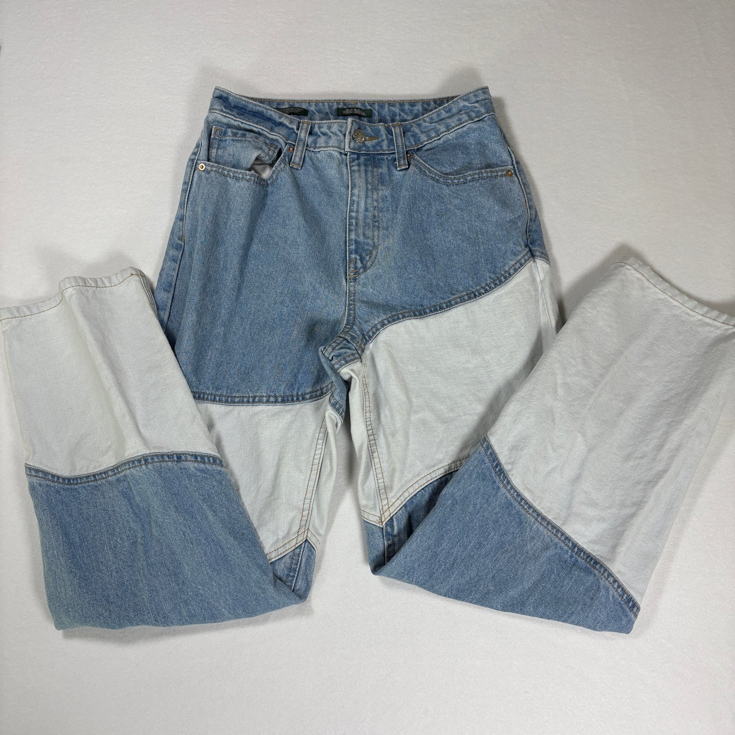 Wild Fable Jeans Women’s High Rise Patchwork Baggy Relaxed Straight Size 4