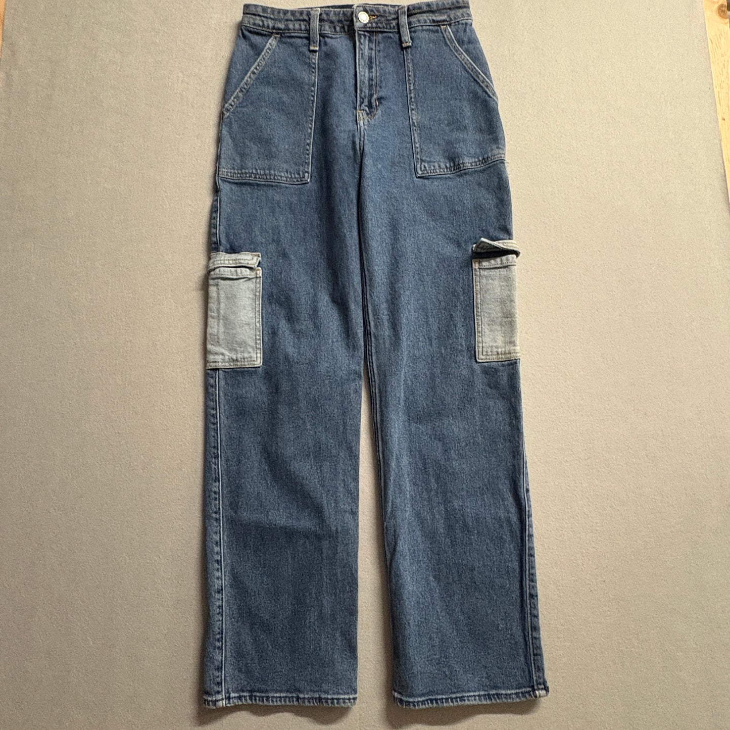 Y2K Wide Leg Cargo Jeans Hollister Dad Jean W28 Fits Like 28x30 Denim