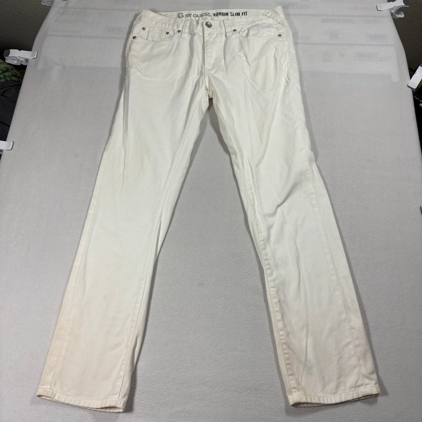 Guess Mens White Jeans Size 33x32 Korbin Slim Fit Stretch Denim Pants Casual