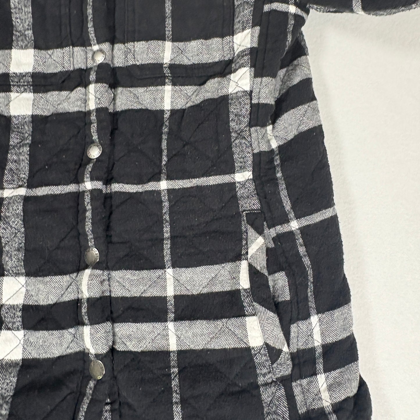 Dickies Flannel Jacket Women’s Small Black Gray Plaid Quilted Lined Shacket