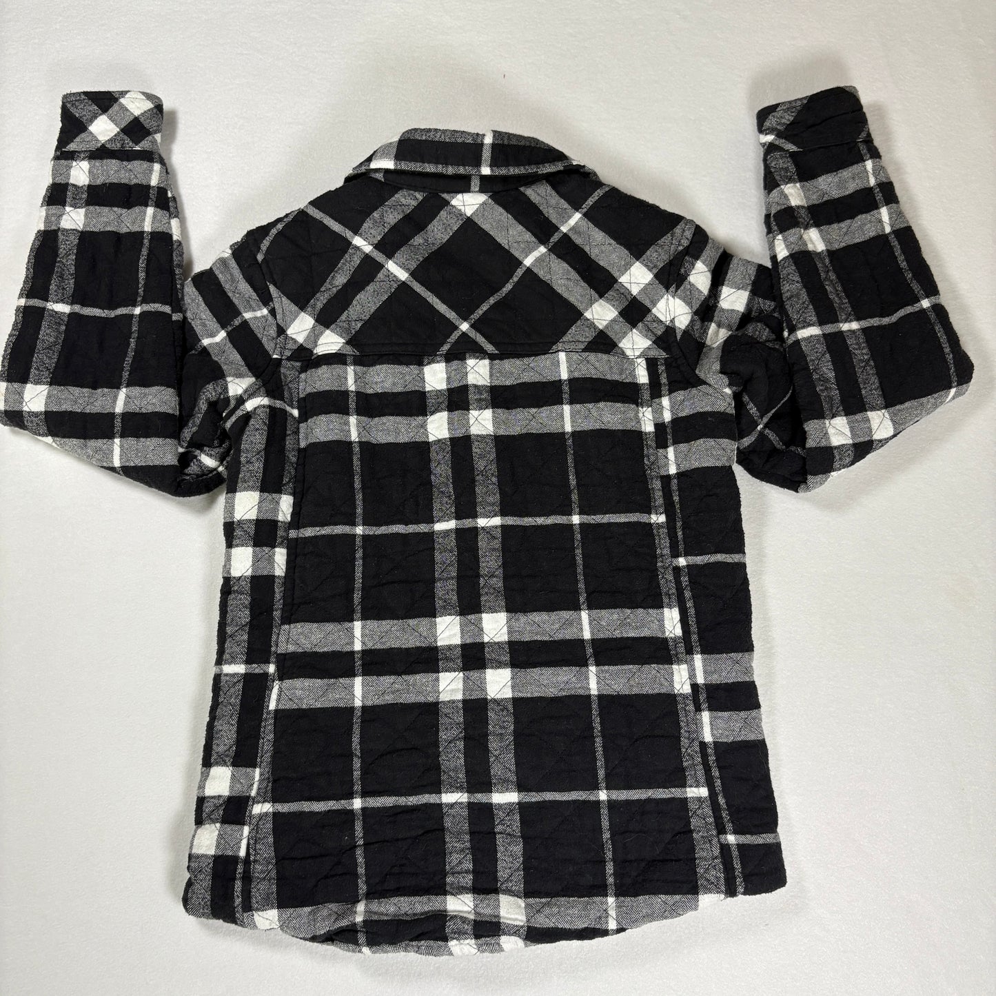 Dickies Flannel Jacket Women’s Small Black Gray Plaid Quilted Lined Shacket