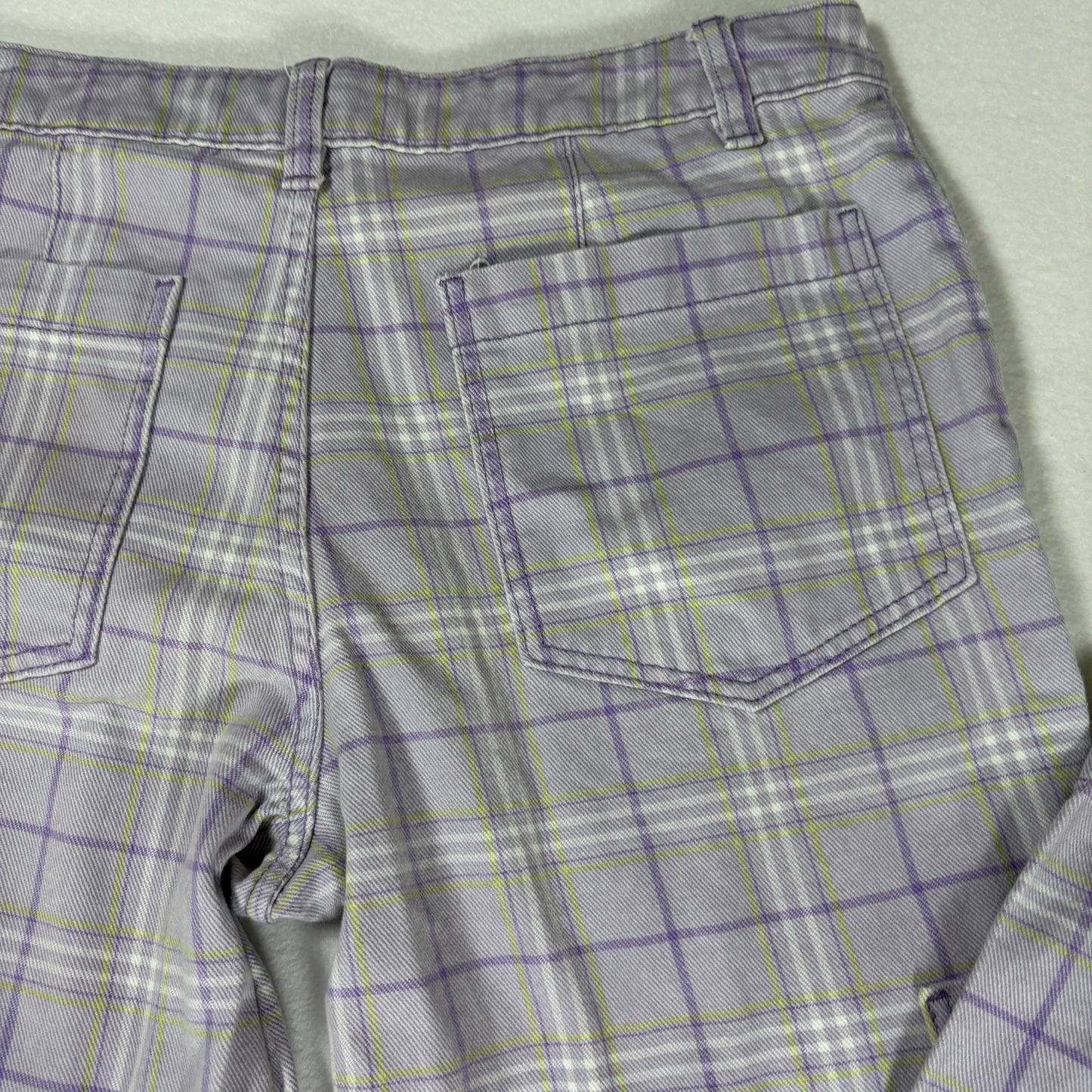 H&M Pants Women’s Plaid Baggy Cargo Wide Leg Streetwear Purple Size 4