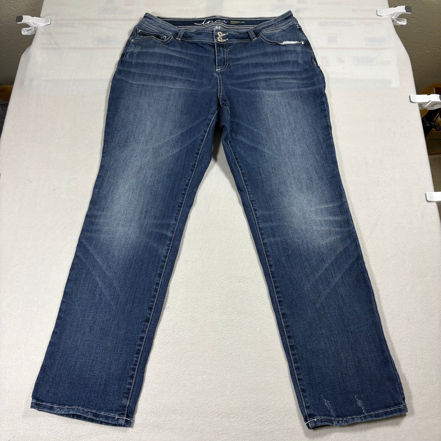 INC Jeans Womens 14 Blue Mid Rise Straight Stretch Denim Classic Fit