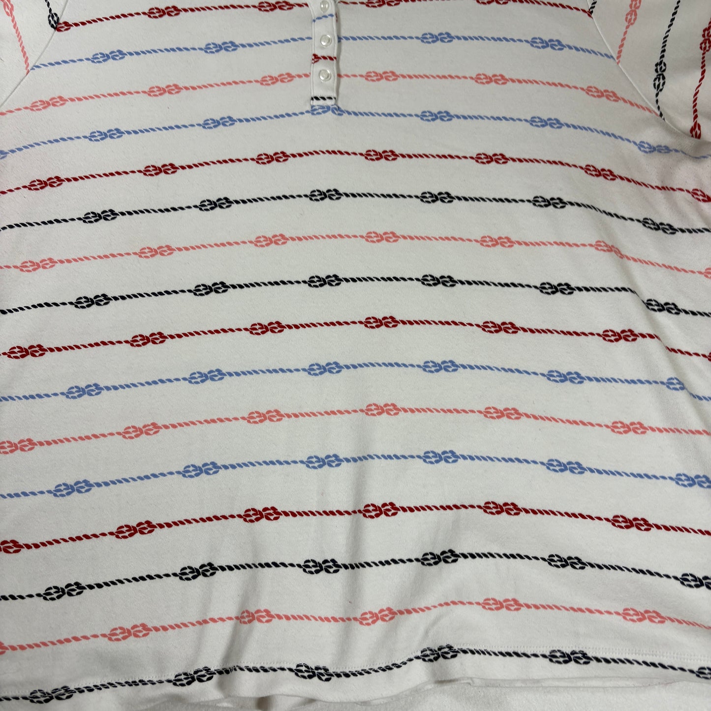 Croft & Barrow Polo Shirt 3X Classic Fit White Nautical Rope Stripe Short Sleeve