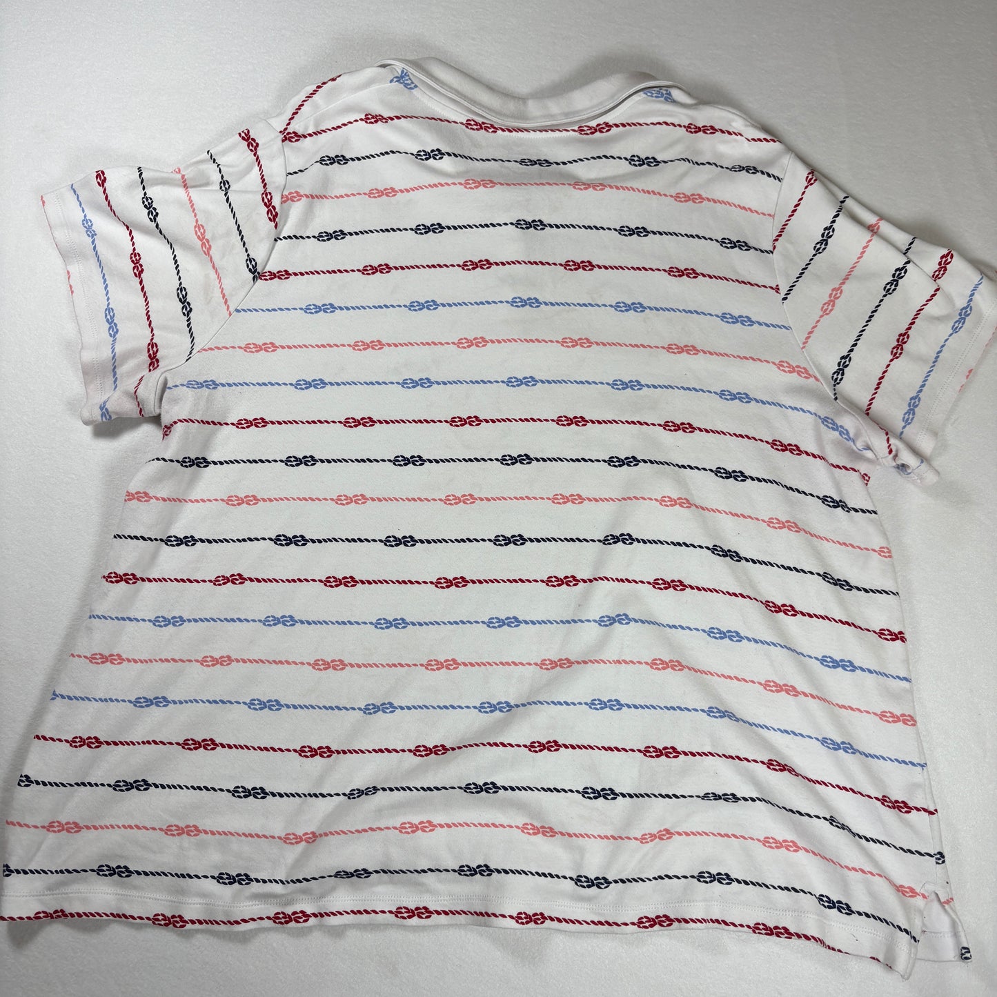 Croft & Barrow Polo Shirt 3X Classic Fit White Nautical Rope Stripe Short Sleeve
