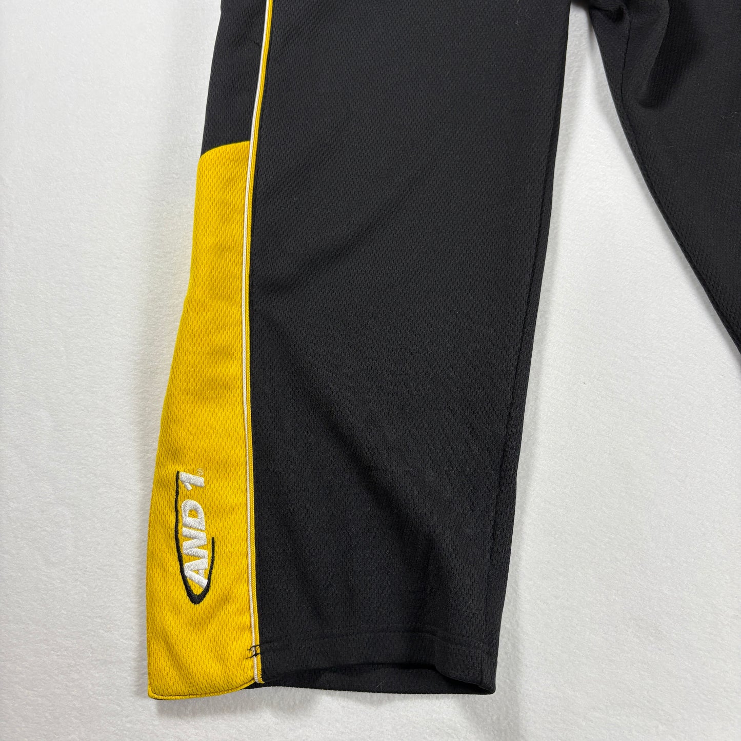 AND1 Pants Youth L 14–16 Tearaway Snap Black Yellow Basketball Warm Up Athletic