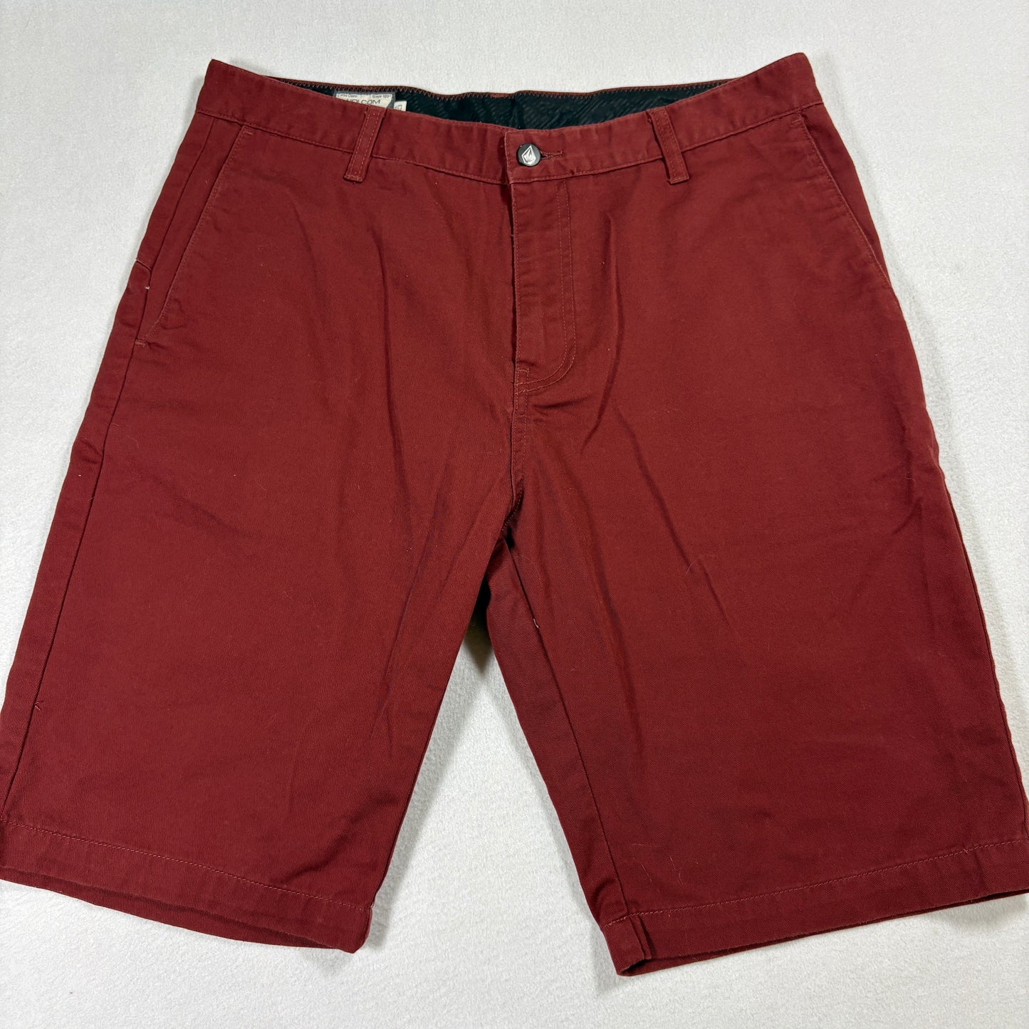 Volcom Shorts Mens 33 Red Chino Flat Front Casual Skate Surf Style