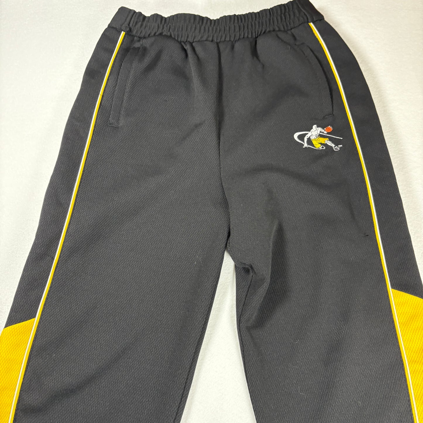 AND1 Pants Youth L 14–16 Tearaway Snap Black Yellow Basketball Warm Up Athletic