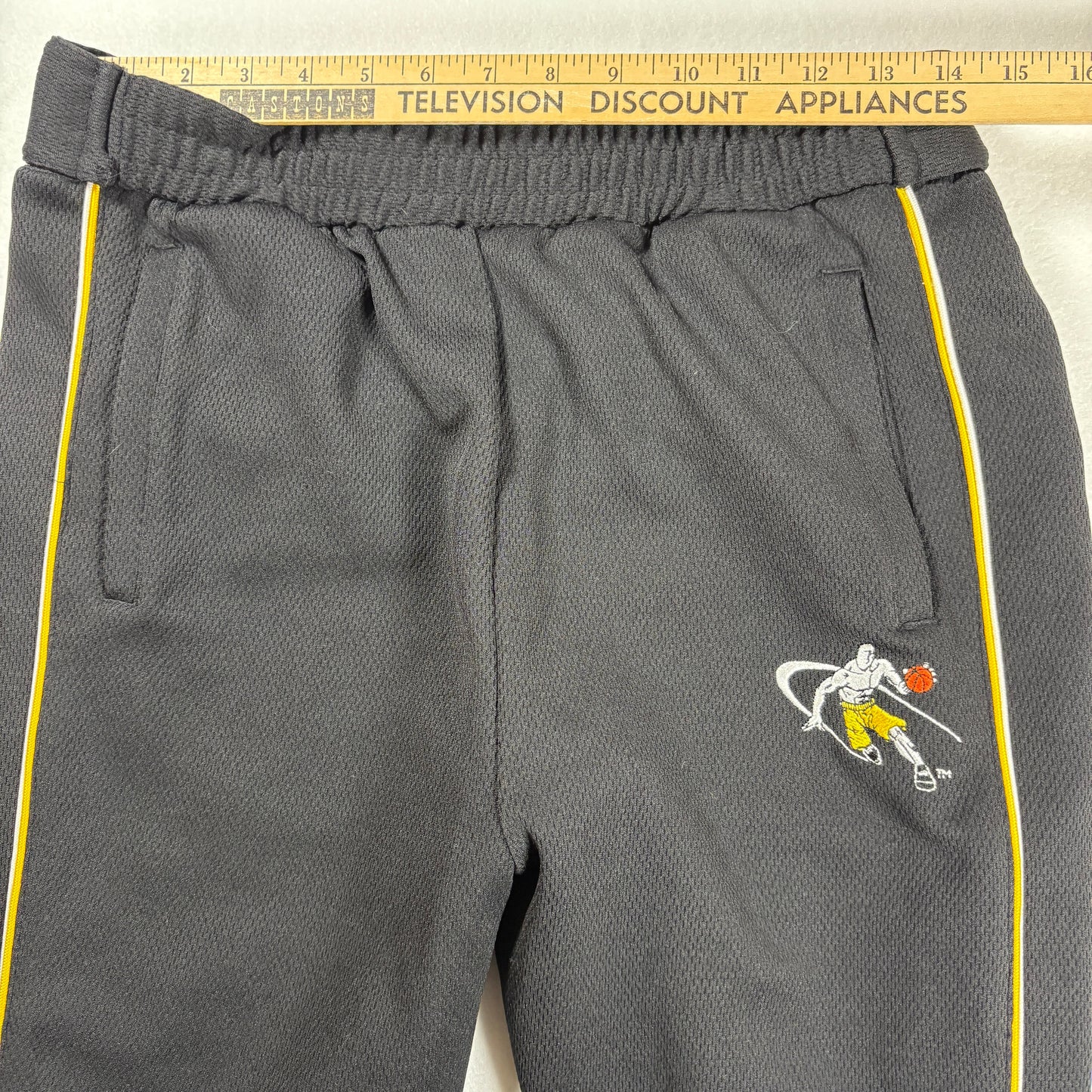 AND1 Pants Youth L 14–16 Tearaway Snap Black Yellow Basketball Warm Up Athletic