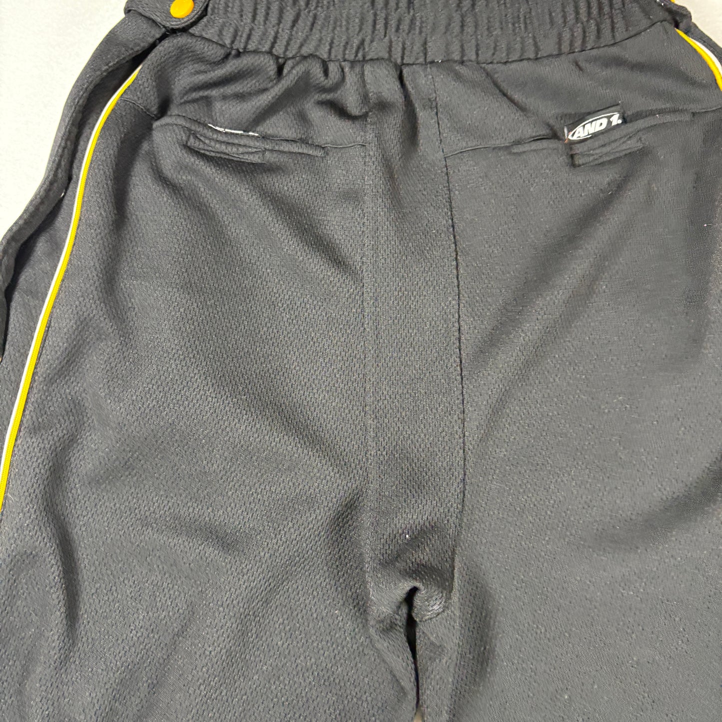 AND1 Pants Youth L 14–16 Tearaway Snap Black Yellow Basketball Warm Up Athletic